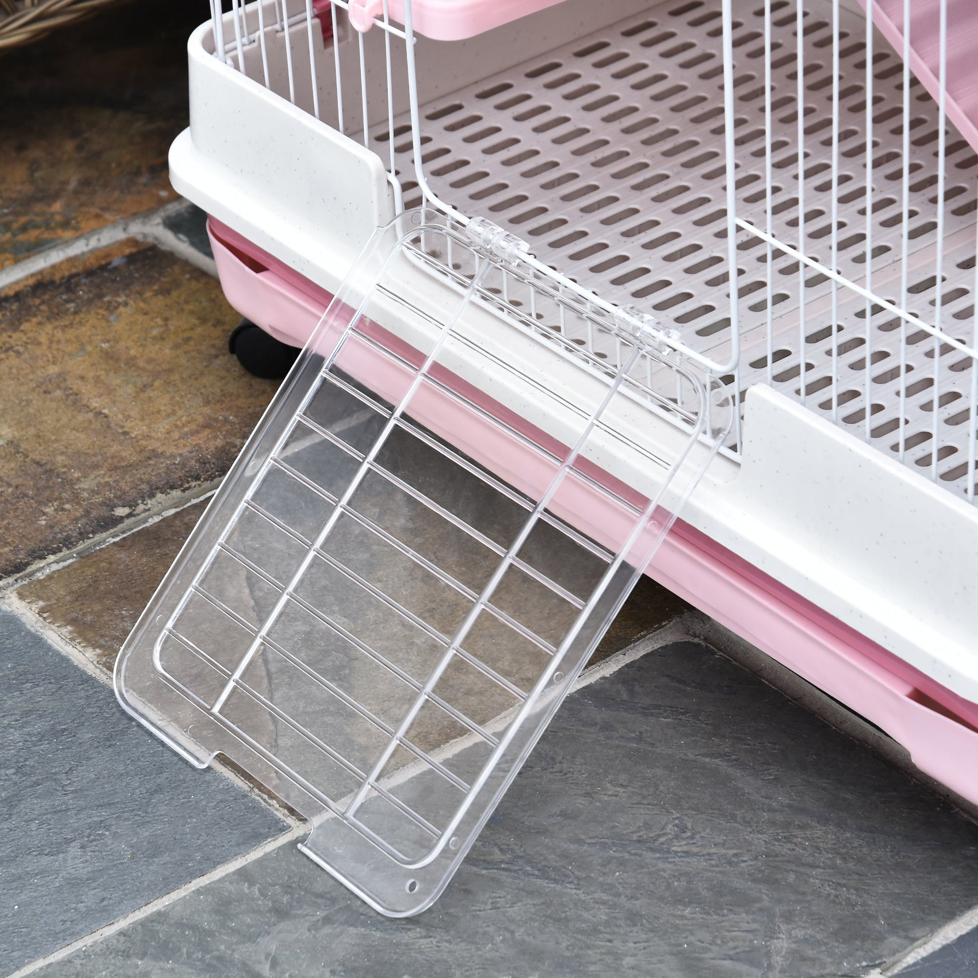 32"L 4-Level Small Animal Cage with Universal Lockable Wheels, Slide-out Tray for Bunny, Chinchillas, Ferret, Pink Houses & Habitats   at Gallery Canada