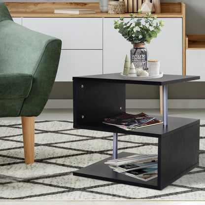 Wooden S Shape End Table 3 Tier Storage Shelves Organizer Living Room Side Table Desk Black Side Tables   at Gallery Canada