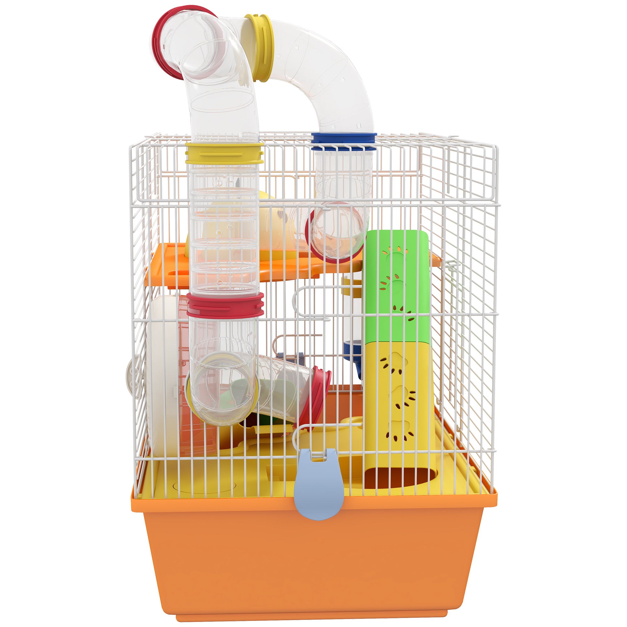 3 Tiers Hamster Cage for Gerbil, Dwarf Hamster with Tunnels, Water Bottle, Exercise Wheel, 18