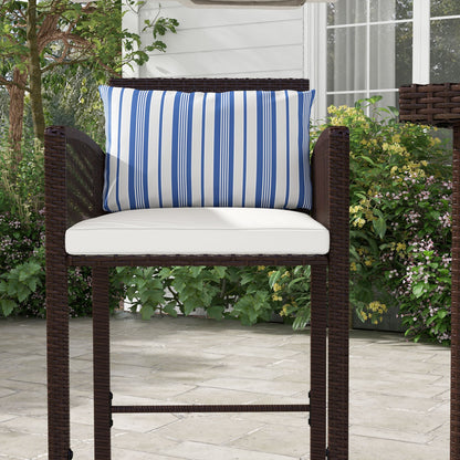 3-Piece Wicker Bar Set, Patio Bar Table Chair with Cushions, for Poolside, 25.2" x 19.3" x 37", White Bistro Sets   at Gallery Canada