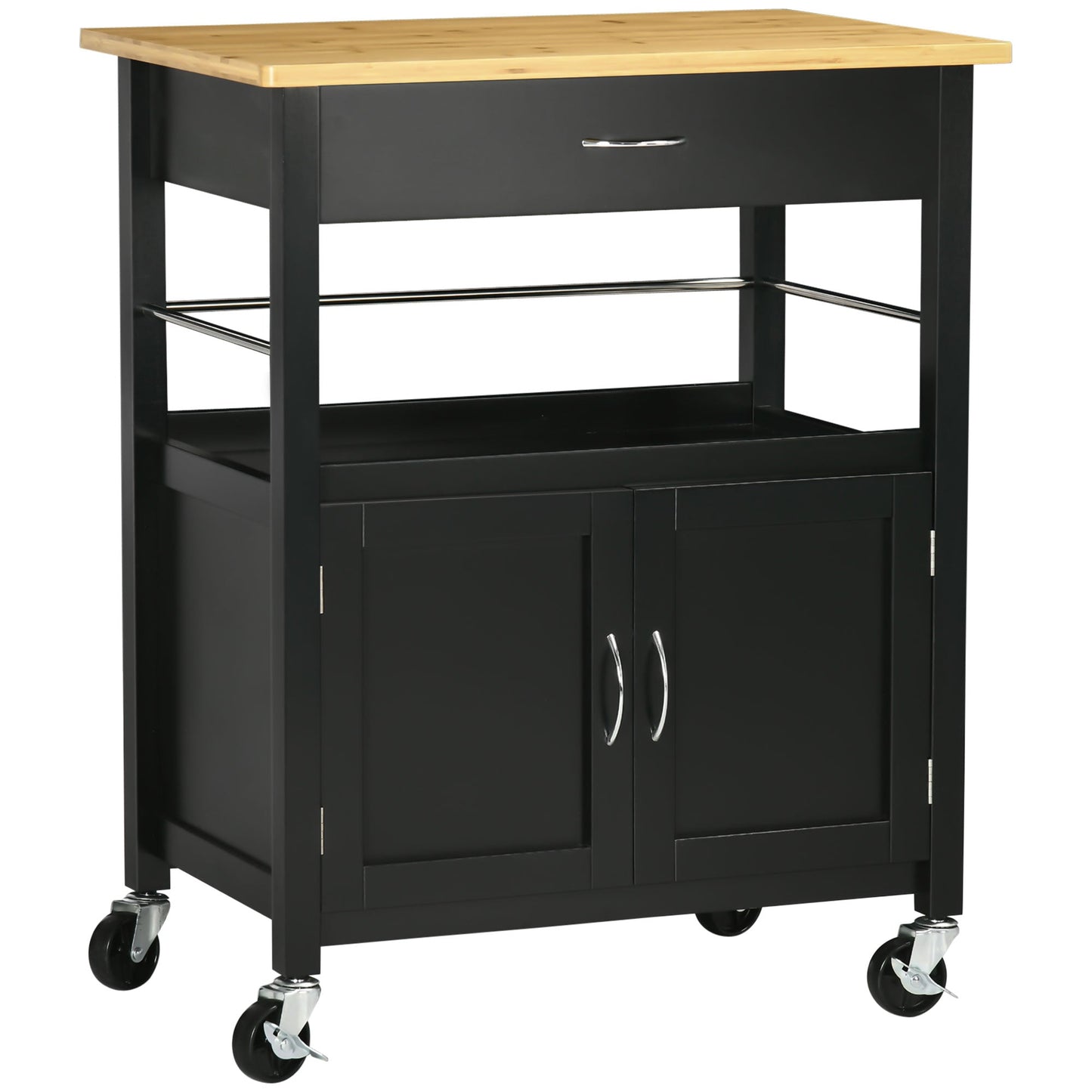 Kitchen Cart, Utility Trolley, Small Kitchen Island with Storage Drawer &; Side Hooks for Dining Room, Black Kitchen Islands & Kitchen Carts   at Gallery Canada