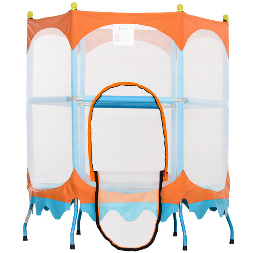 Trampoline for Kids, 4.6FT Mini Toddler Trampoline Indoor Outdoor with Handlebar, Safety Enclosure Net, Blue