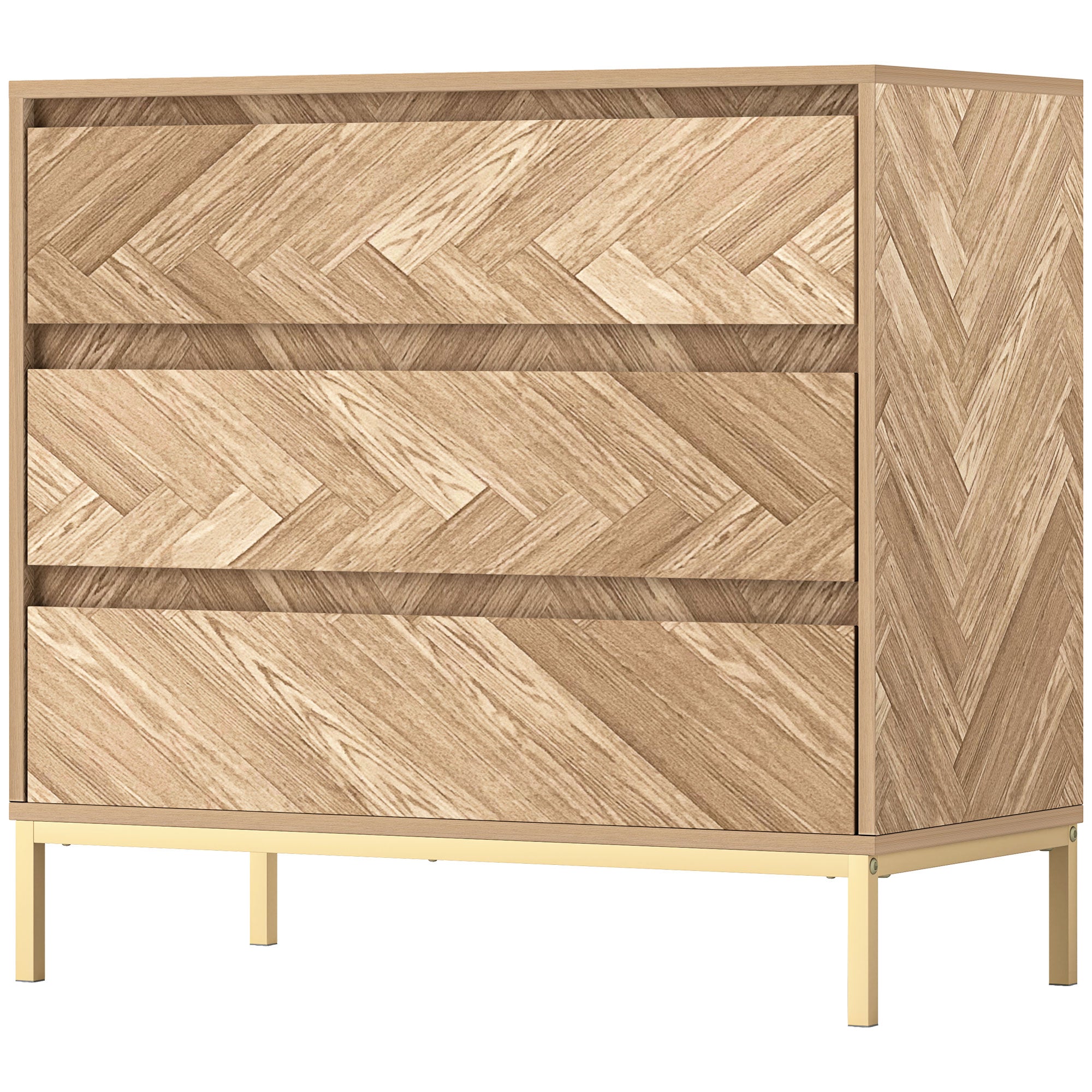 Bedroom Chest of Drawers with Anti-tipping Design, Storage Cabinet with 3 Drawers for Living Room, Hallway, Nature Wood Storage Cabinets at Gallery Canada