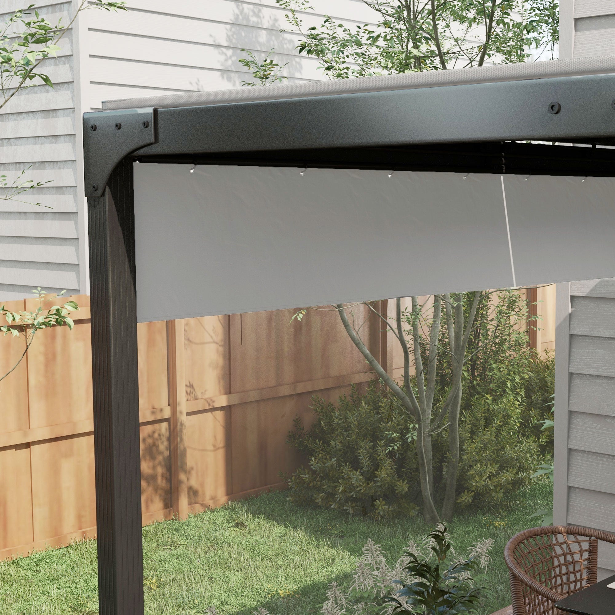 Pergola Gazebo Curtains for 10' x 10' Pergola, 2 Pack Side Panels Replacement with Large Windows and Zipped Doors Gazebo Sidewalls at Gallery Canada