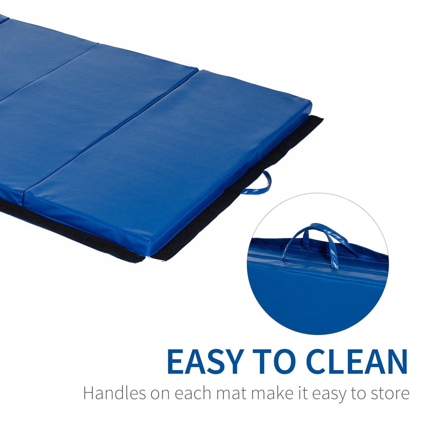 4'x6'x2'' Folding Gymnastics Tumbling Mat, Exercise Mat with Carrying Handles for Yoga, MMA, Martial Arts, Stretching, Core Workouts, Blue Gymnastics Mats   at Gallery Canada