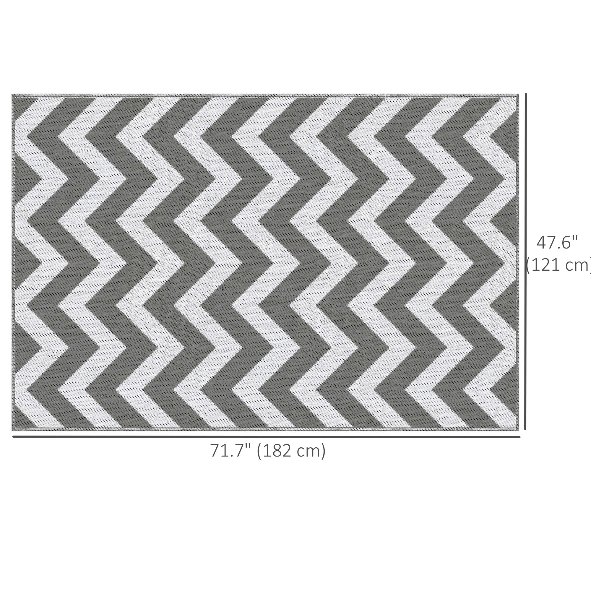 Reversible Outdoor RV Rug, Patio Floor Mat, 4' x 6' Plastic Straw Rug for Backyard, Deck, Beach, Camping, Grey &; White Garden Decor at Gallery Canada