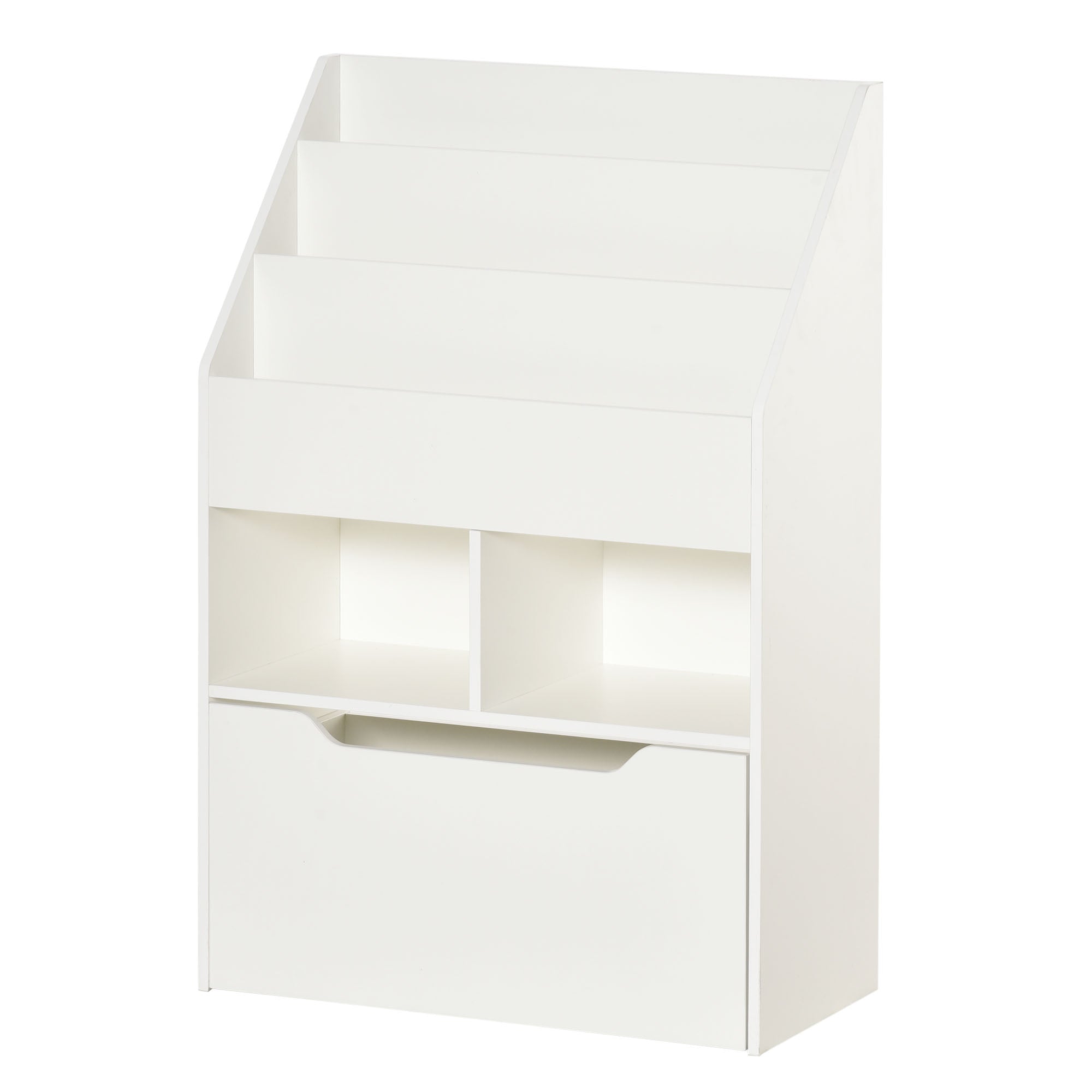 Kids Bookcase Multi-Shelf Rack Organizer with Storage Drawer for Books for Reading Nook, Classroom, Bedroom, Playroom, White Baby & Kids Storage at Gallery Canada