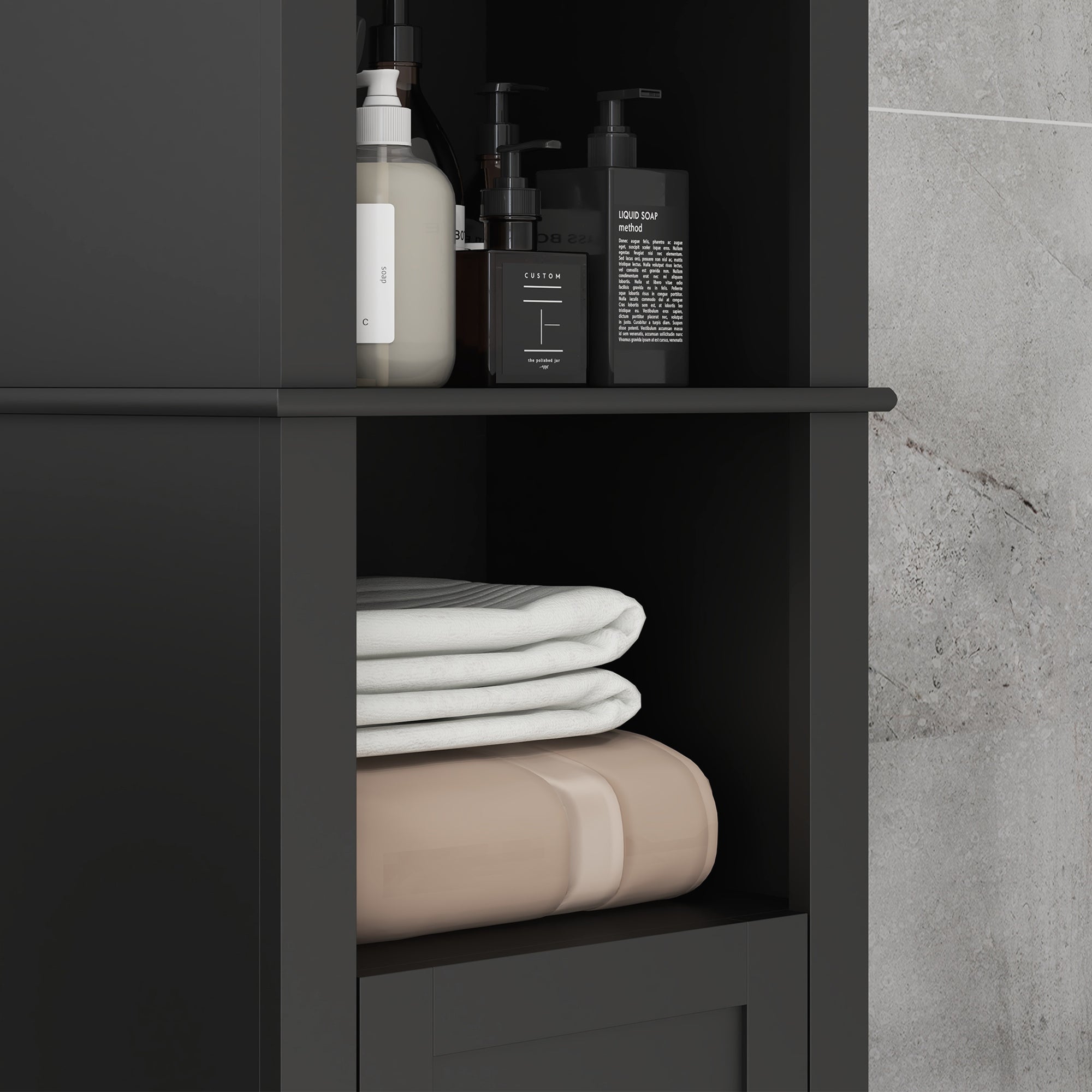 Tall Medicine Cabinet, Freestanding Bathroom Storage Cabinet with Shelves and 2 Cupboards, Bathroom Organizer, Black Bathroom Cabinets at Gallery Canada