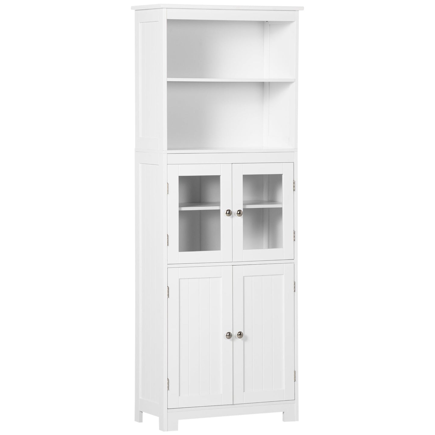 63" Small Buffet with Hutch, 4-Door Kitchen Pantry, Freestanding Storage Cabinet with Adjustable Shelf for Dining Room, Living Room, White Kitchen Pantry Cabinets White  at Gallery Canada