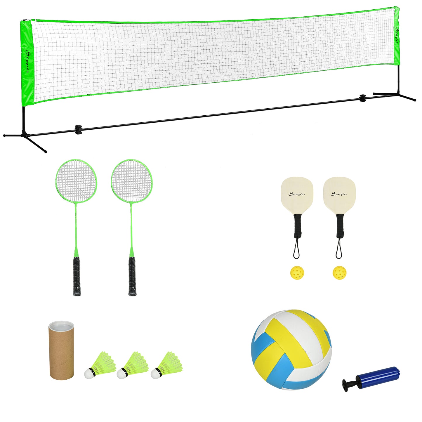 Portable Badminton Set, Pickleball Volleyball Net with 3 Shuttlecocks, 4 Rackets, for Indoor Outdoor, Beach, Backyard Badminton   at Gallery Canada