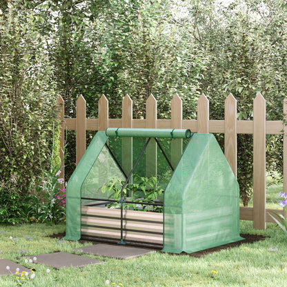 Steel Outdoor Raised Garden Bed with Greenhouse,Cover, Roll Up Door, Dual Use, 50"x37.4"x36.2", Green Mini Greenhouses   at Gallery Canada