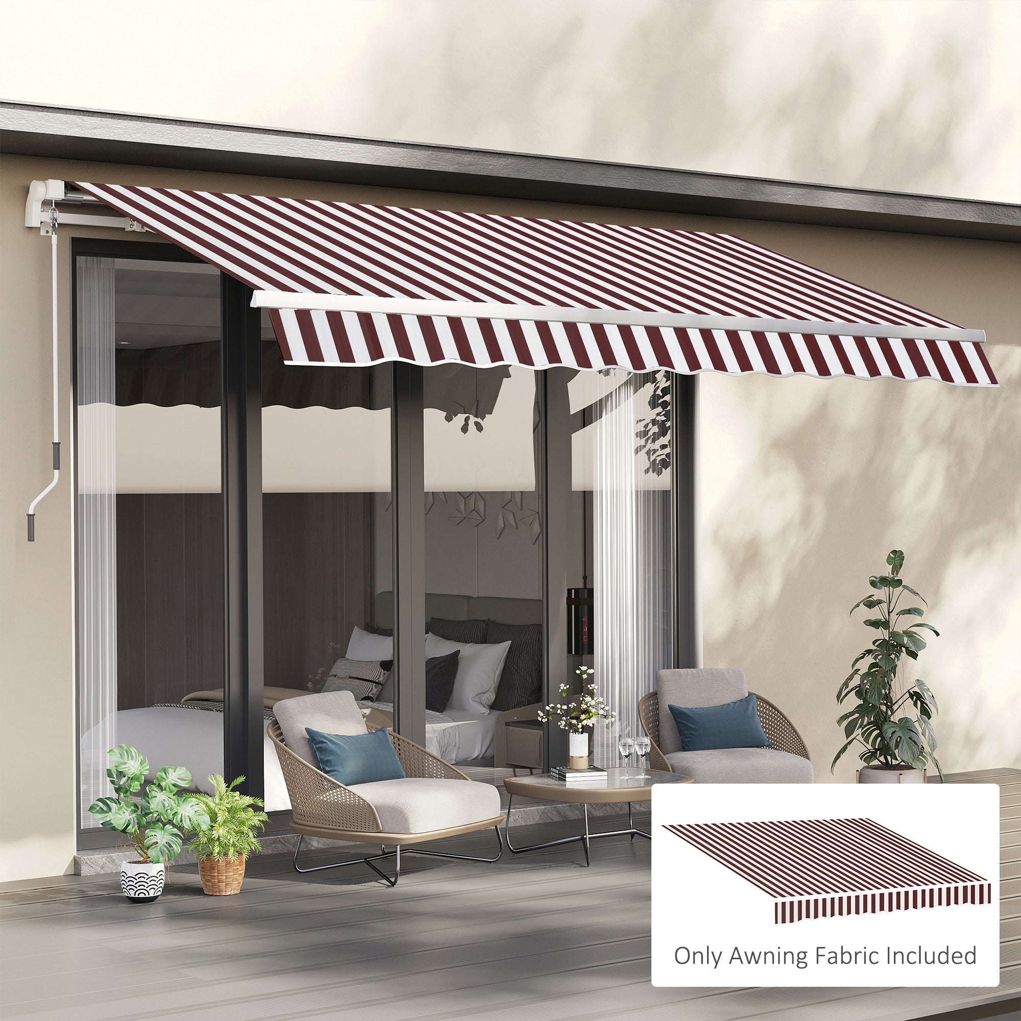 9' x 8' Outdoor Sunshade Canopy Awning Cover, Retractable Awning Fabric Replacement, UV Protection, Red and White Awning Fabric Replacement at Gallery Canada