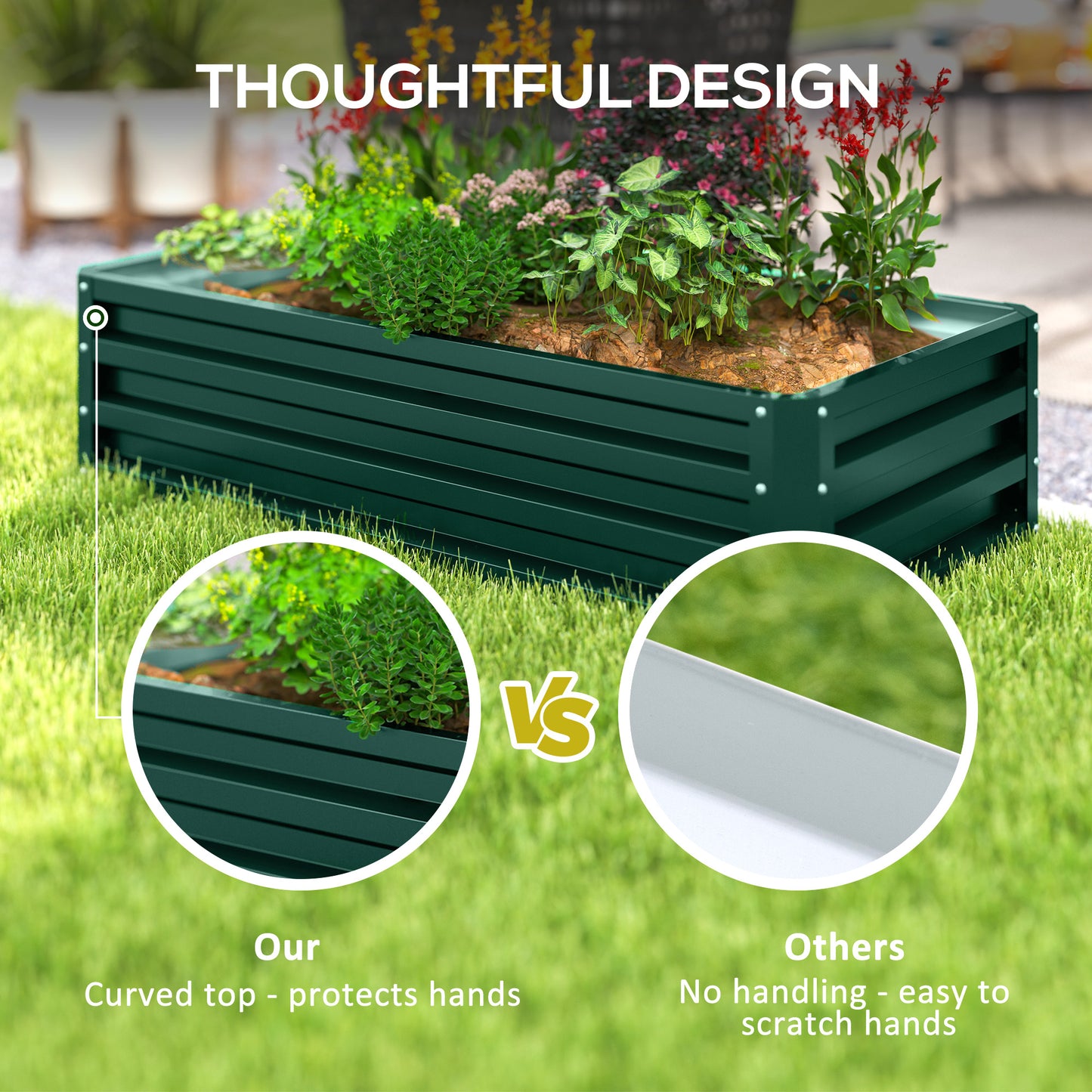 Galvanized Raised Garden Bed, Outdoor Planter Box for Vegetables, Flowers, Herbs, 4' x 2' x 1', Green Galvanized Planter Boxes at Gallery Canada