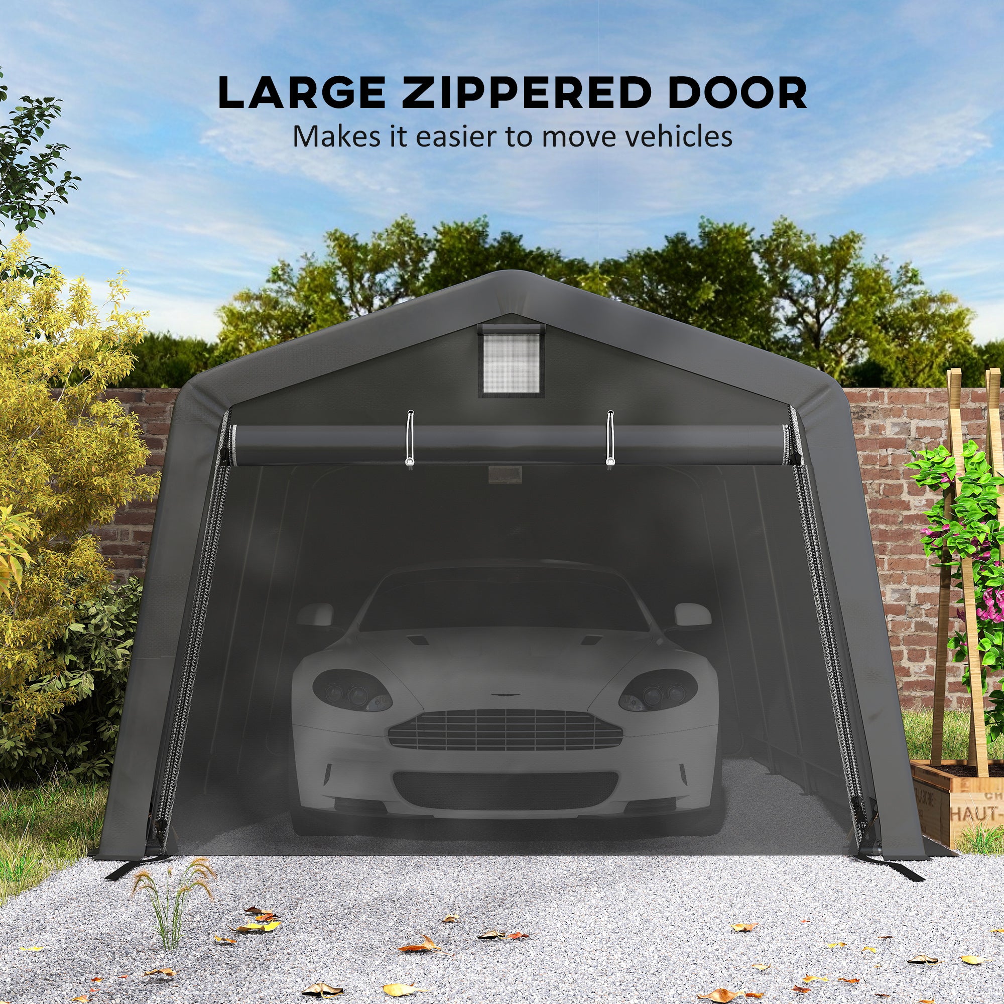 11' x 20' Portable Garage, Heavy Duty Carport Canopy with Ventilation Windows and Large Roll-up Door, Dark Grey Car Shelters at Gallery Canada