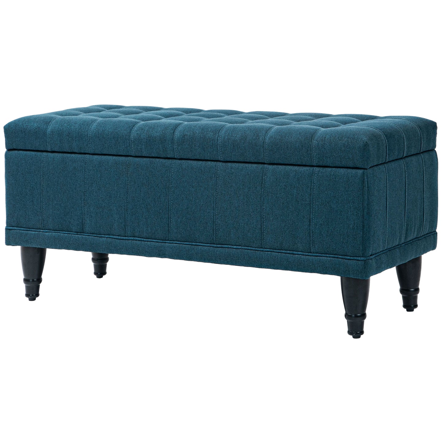 Storage Ottoman, Linen Fabric End of Bed Bench with Button Tufted Storage Bench for Bedroom, Blue Storage Ottomans & Benches   at Gallery Canada