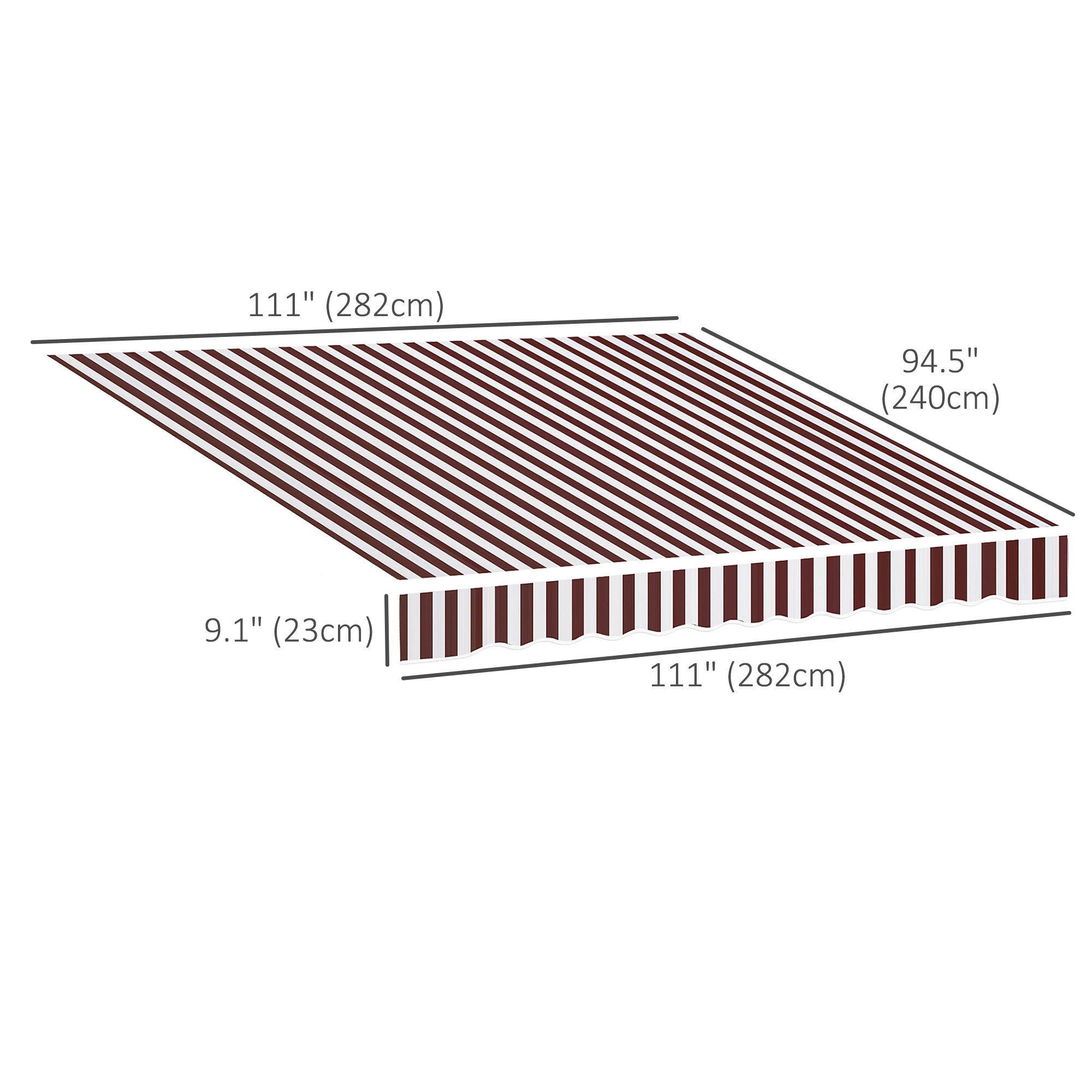 9' x 8' Outdoor Sunshade Canopy Awning Cover, Retractable Awning Fabric Replacement, UV Protection, Red and White Awning Fabric Replacement at Gallery Canada