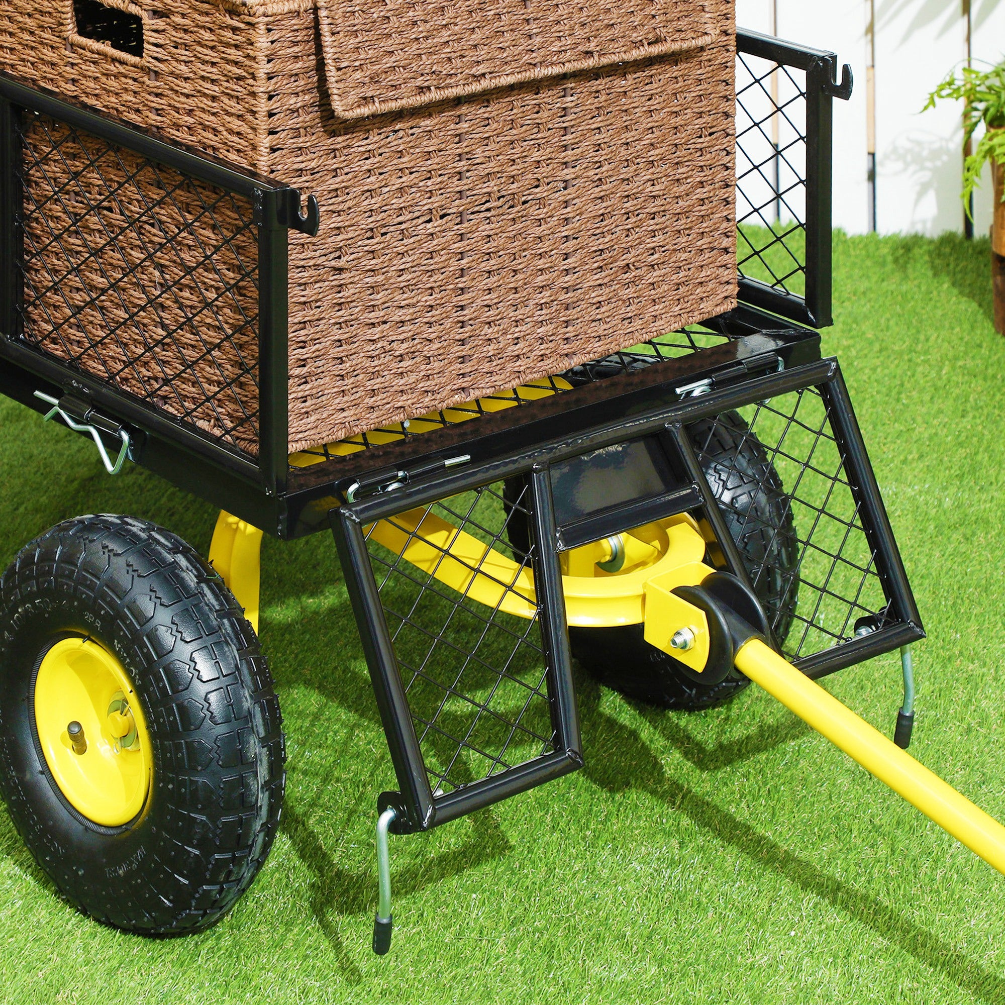 Steel Garden Cart, Utility Wagon with Removable Sides, 10