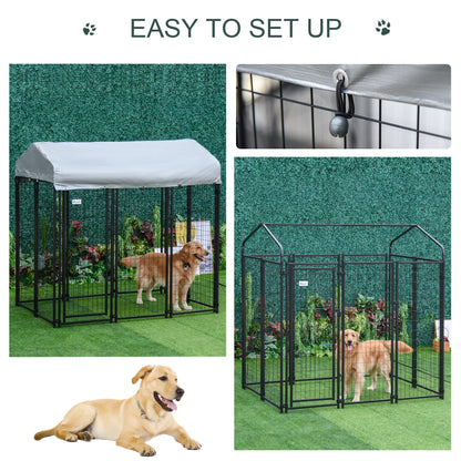 6' x 4' x 6' Large Outdoor Dog Kennel Steel Fence with UV-Resistant Oxford Cloth Roof &; Secure Lock Houses, Kennels & Pens   at Gallery Canada