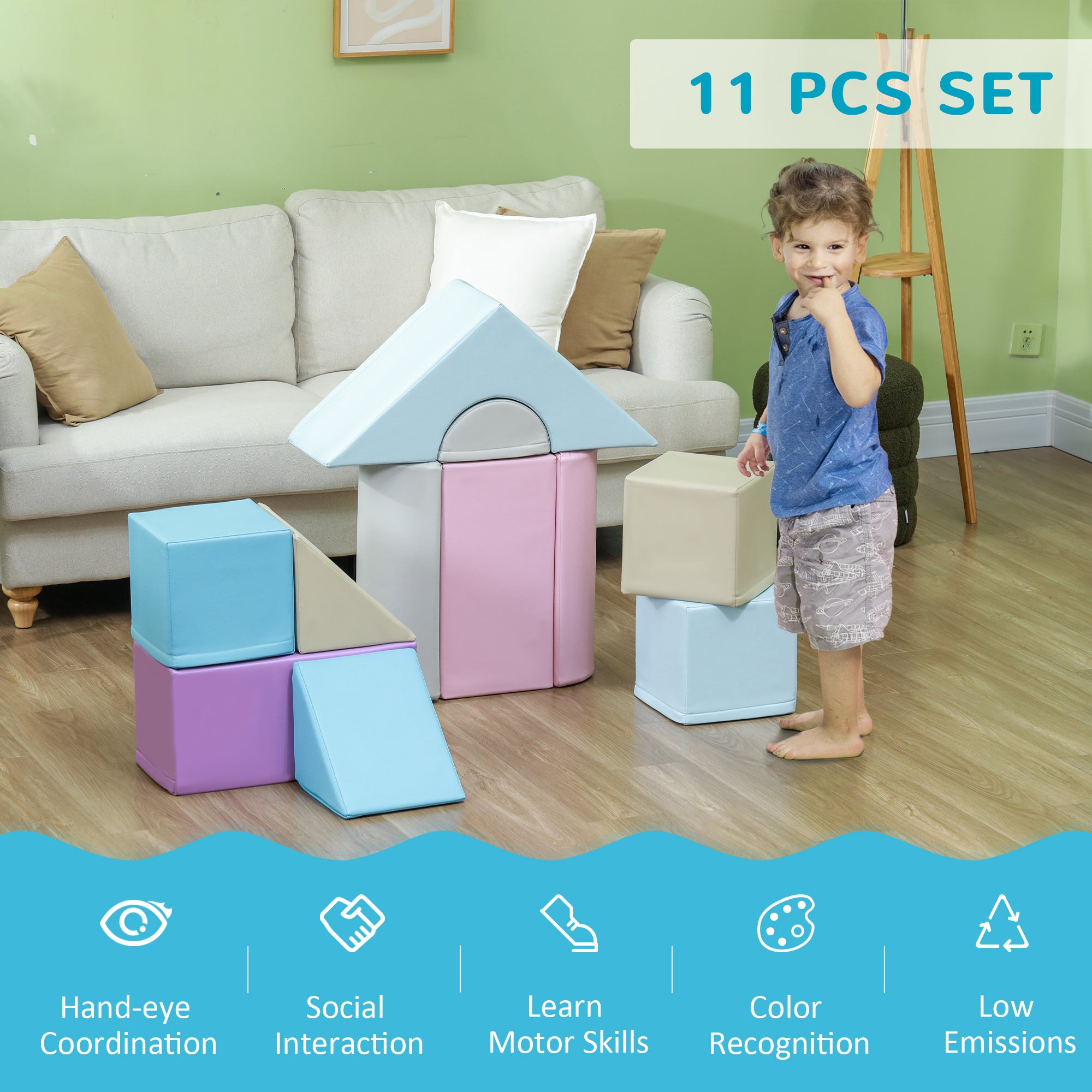 11 Piece Soft Play Blocks Kids Climb and Crawl Gym Toy Foam Building Multicolour Baby Gym & Playmats at Gallery Canada