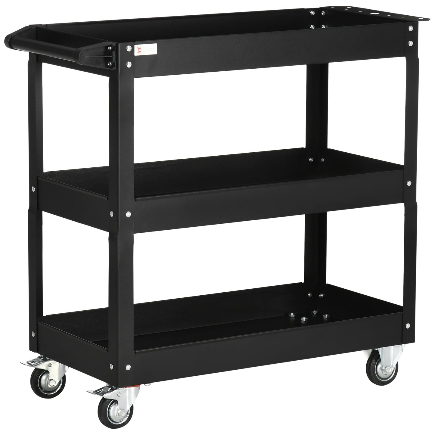 3 Tier Rolling Tool Cart with Wheels, 330 LBS Capacity Heavy Duty Utility Cart, Steel Mobile Service Cart for Garage, Mechanics and Warehouse, Black Tool Organizers Black  at Gallery Canada