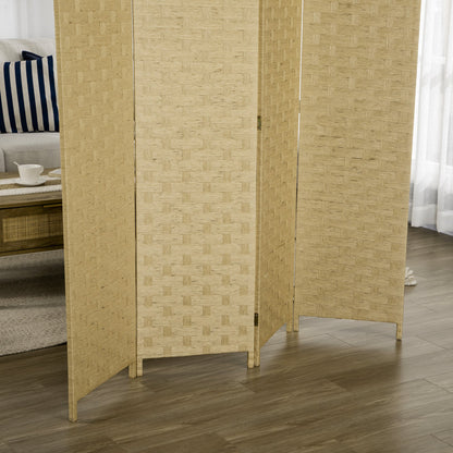 5.6 Ft. Tall 4-Panel Room Divider, Wave Fiber Freestanding Folding Privacy Screen Panels, Partition Wall Divider for Indoor Bedroom Office, Brown Room Dividers   at Gallery Canada