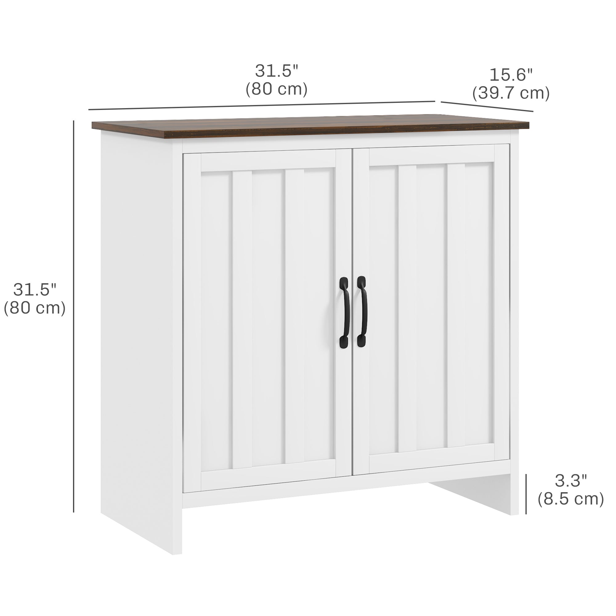 Kitchen Sideboard, Modern Storage Cabinet with Beadboard Doors and Adjustable Shelf for Dining Room, White Storage Cabinets   at Gallery Canada