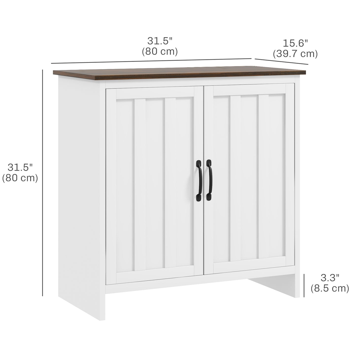 Kitchen Sideboard, Modern Storage Cabinet with Beadboard Doors and Adjustable Shelf for Dining Room, White Storage Cabinets   at Gallery Canada