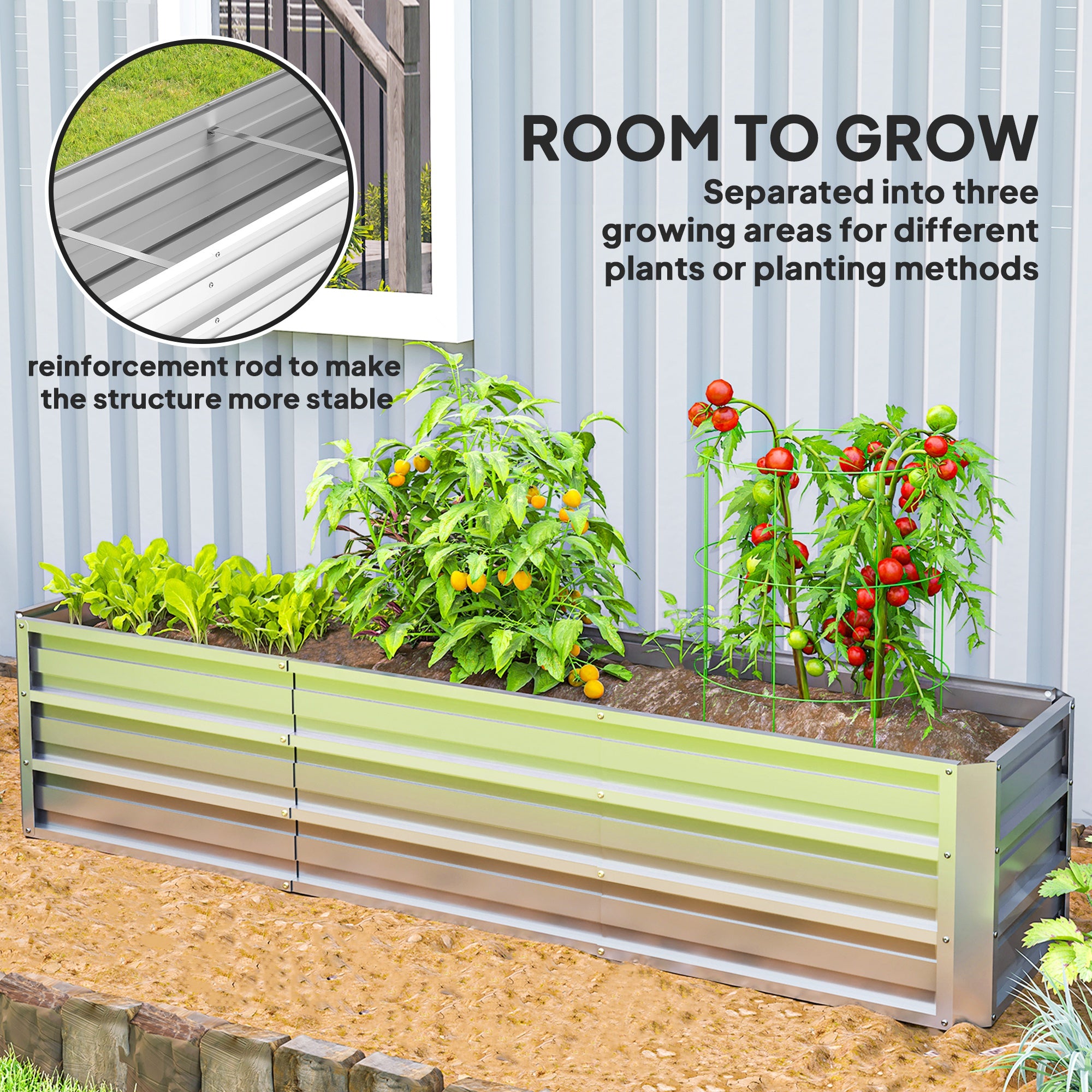 6' x 1.5' x 1.3' Galvanized Raised Garden Bed, Elevated Large Metal Planter Box w/ Install Gloves for Backyard, Patio to Grow Vegetables, Herbs, and Flowers, Silver Raised Garden Beds at Gallery Canada