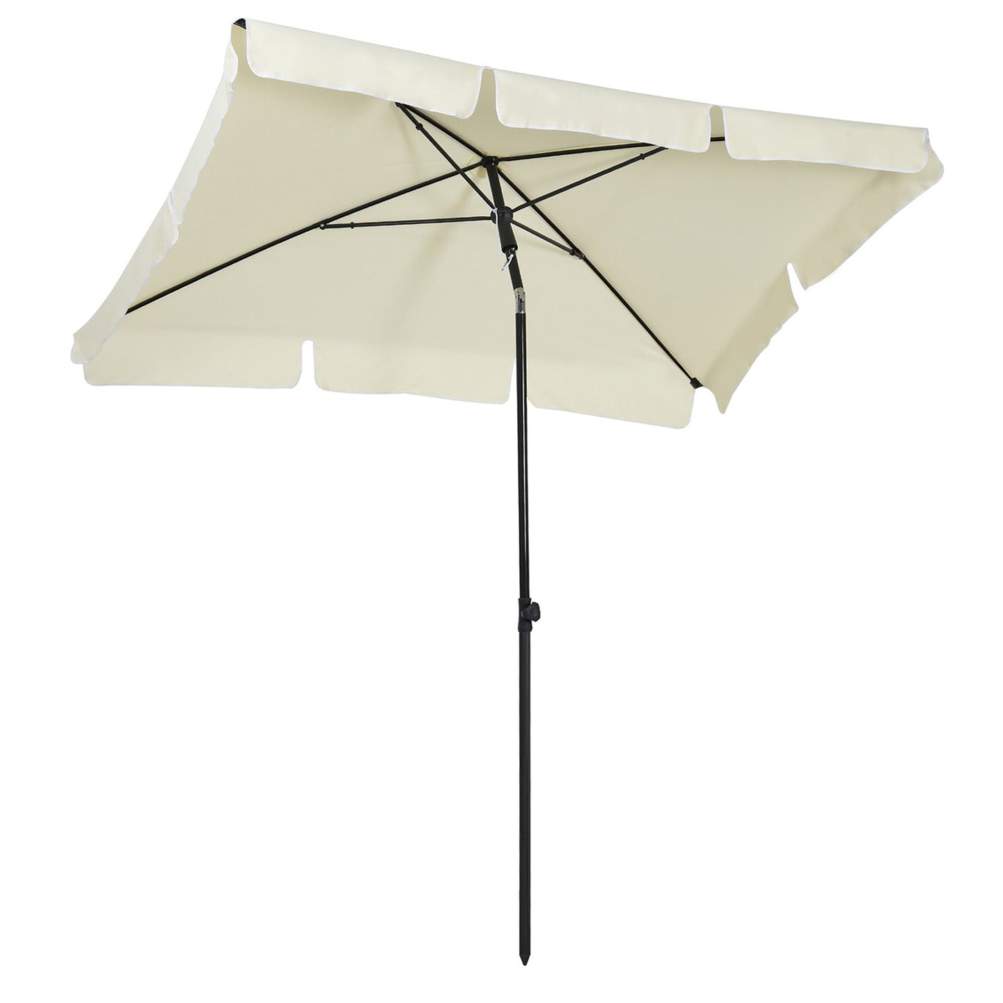 6.5x4ft Rectangle Patio Umbrella Aluminum Tilt Adjustable Garden Parasol Sun Shade Outdoor Canopy Cream White Sun Umbrellas Cream White and Black  at Gallery Canada