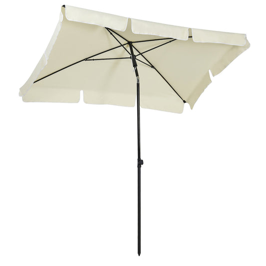 6.5x4ft Rectangle Patio Umbrella Aluminum Tilt Adjustable Garden Parasol Sun Shade Outdoor Canopy Cream White - Gallery Canada