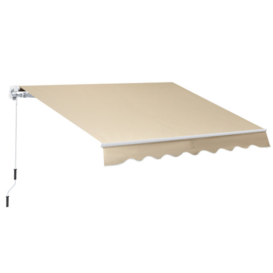 8'x7' Patio Awning Manual Retractable Sun Shade Outdoor Deck Canopy Shelter, Khaki - Gallery Canada