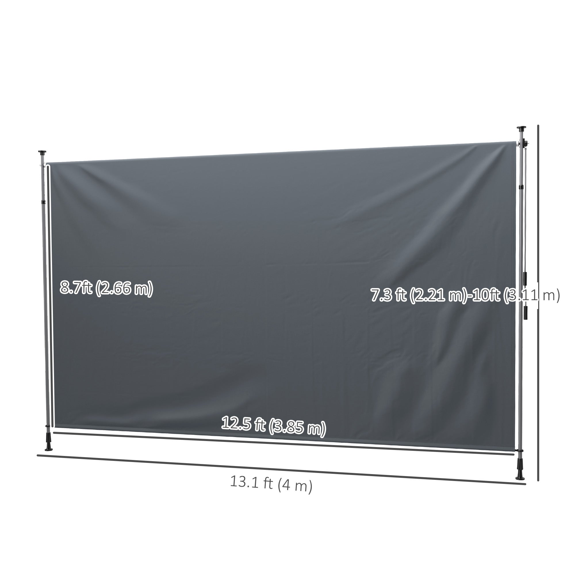 13' x 10' Manual Retractable Patio Awning, Outdoor Privacy Screen with UPF30+ &; Water-Resistant Fabric, Dark Grey Patio Awnings at Gallery Canada