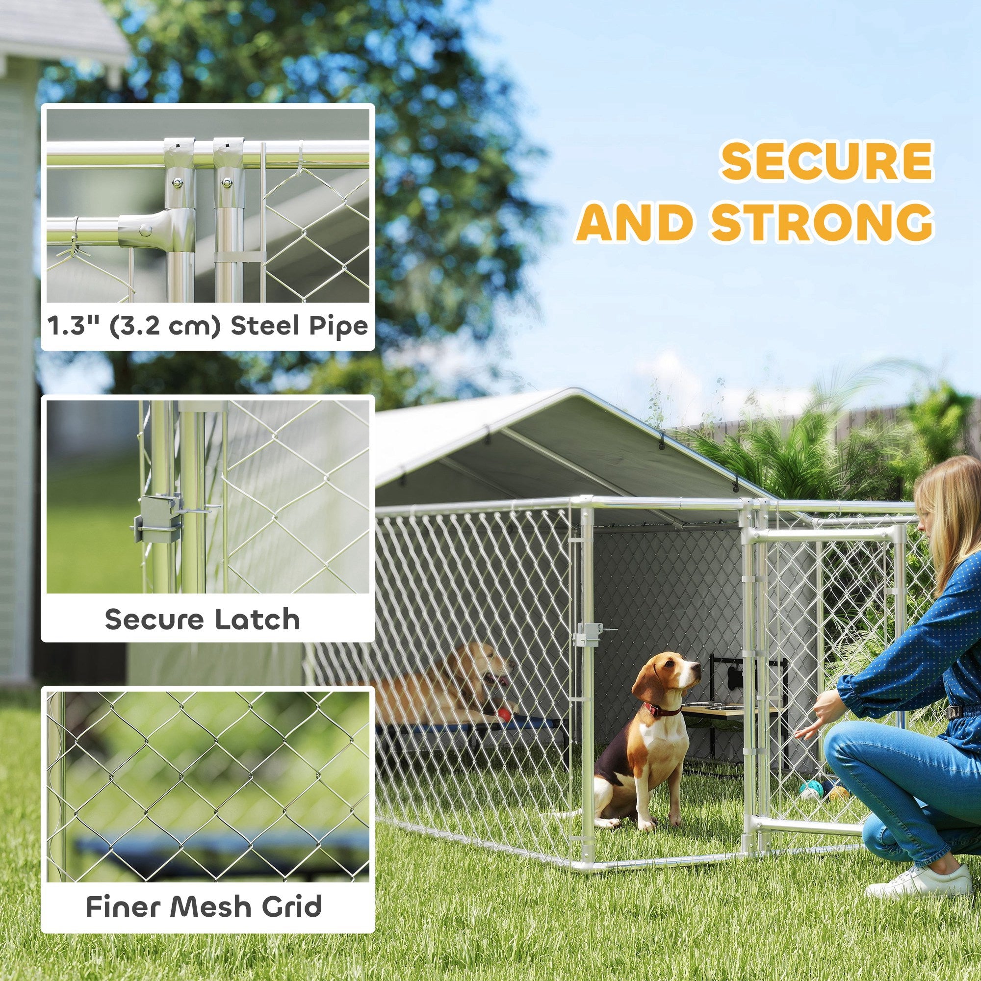 Galvanized Steel Dog Kennel Outdoor with Waterproof &; UV-Resistant Cover for Large Dogs, 13.1' x 7.5' x 4.9' Houses, Kennels & Pens at Gallery Canada