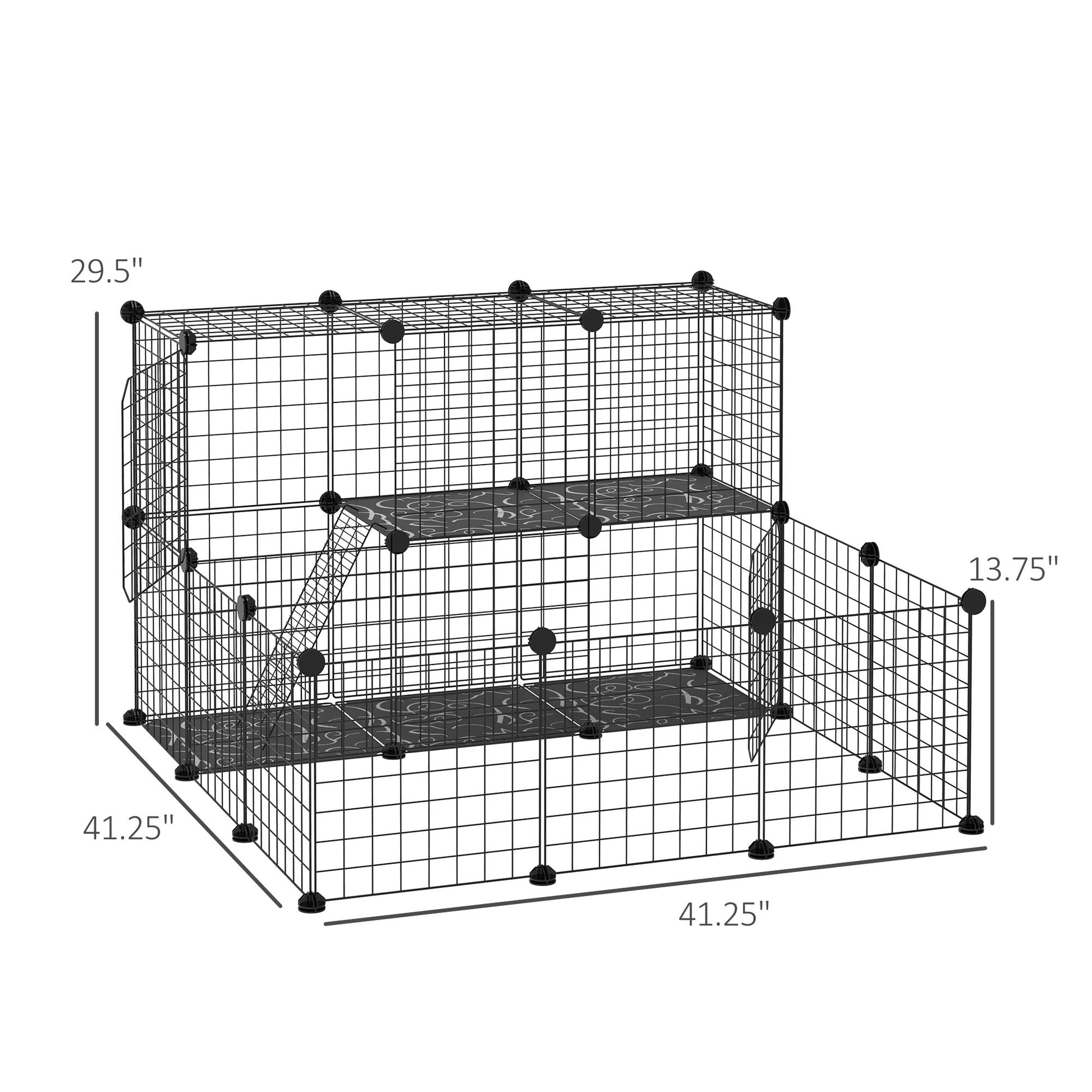 31-Panel Small Animal Cage with Door for Rabbit, Guinea Pig, Chinchilla, Black Houses & Habitats   at Gallery Canada