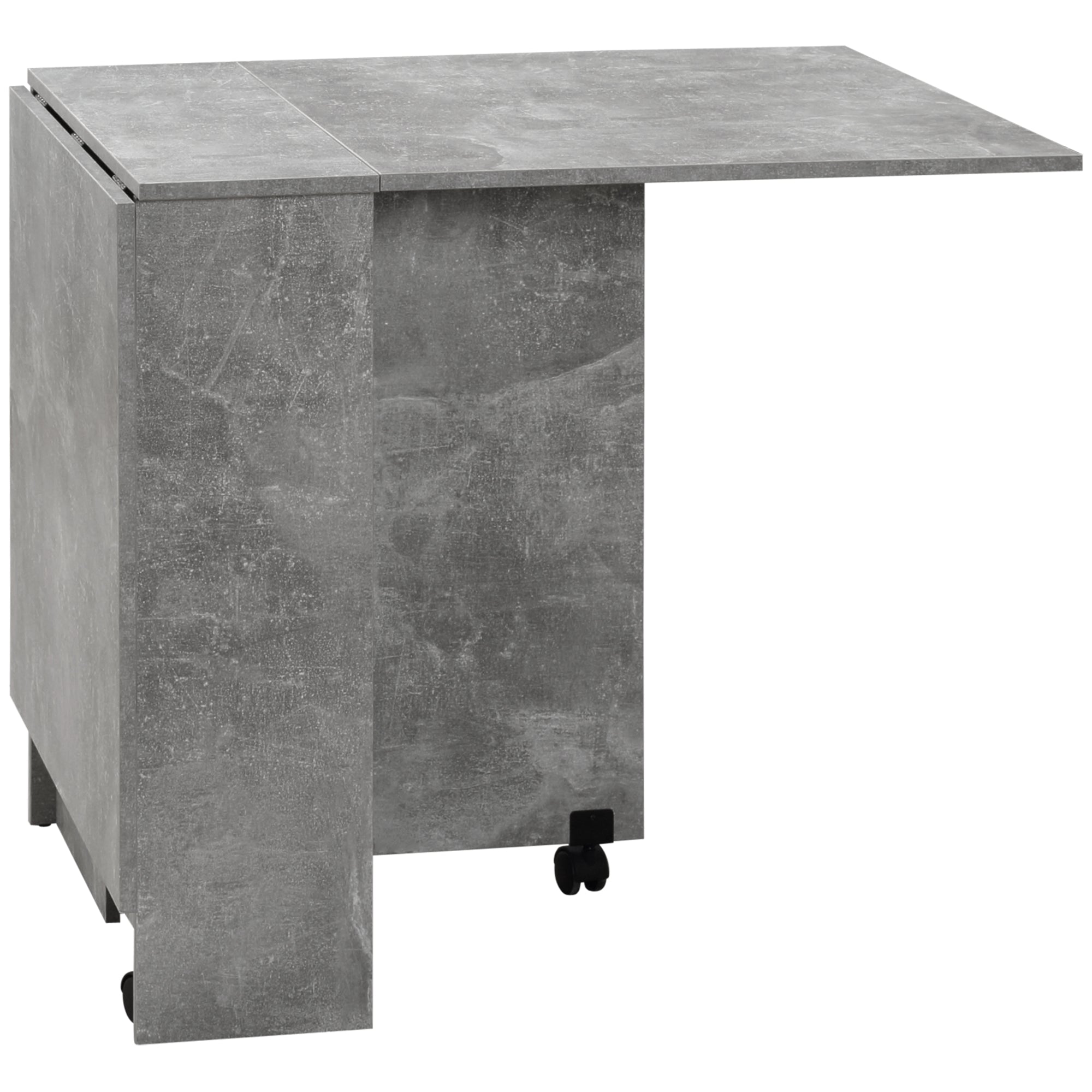 Extendable Dining Table, Collapsible Folding Table w/ 2-tier Shelves and Rolling Casters, Grey Bar Tables & Dining Tables Grey at Gallery Canada