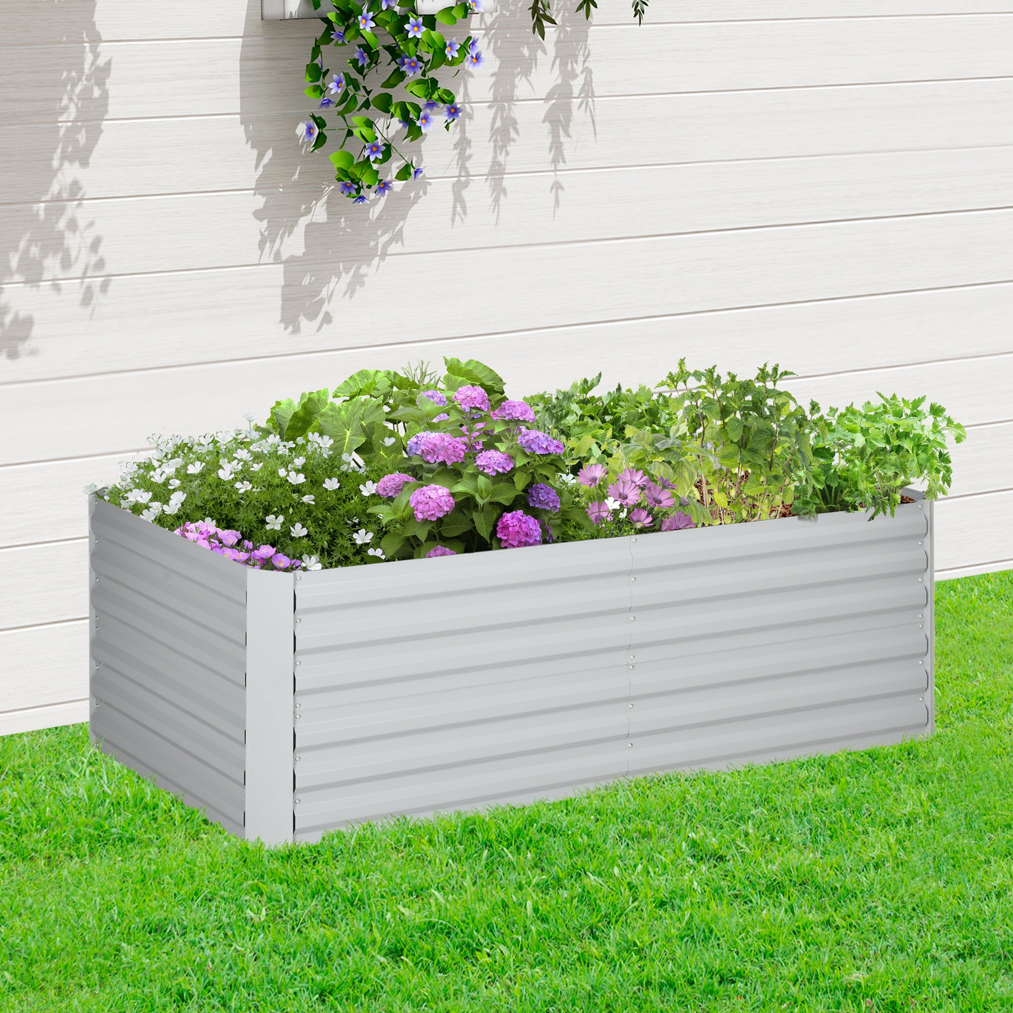 Galvanized Raised Garden Bed, Steel Outdoor Planters with Reinforced Rods, 71