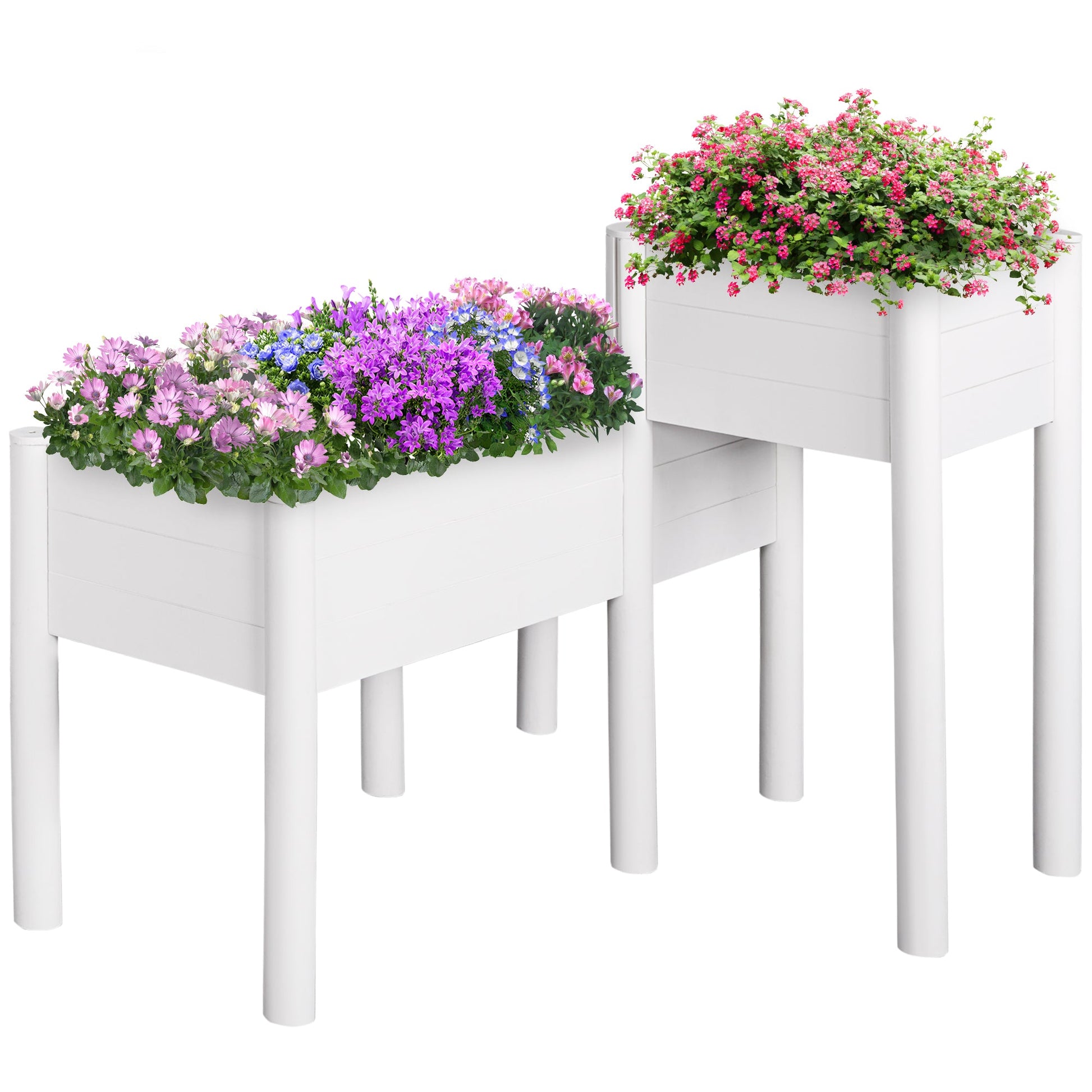 Elevated Wooden Planter Box with Legs, 46"x34"x33", Non-woven Liner, White Elevated Garden Beds White  at Gallery Canada