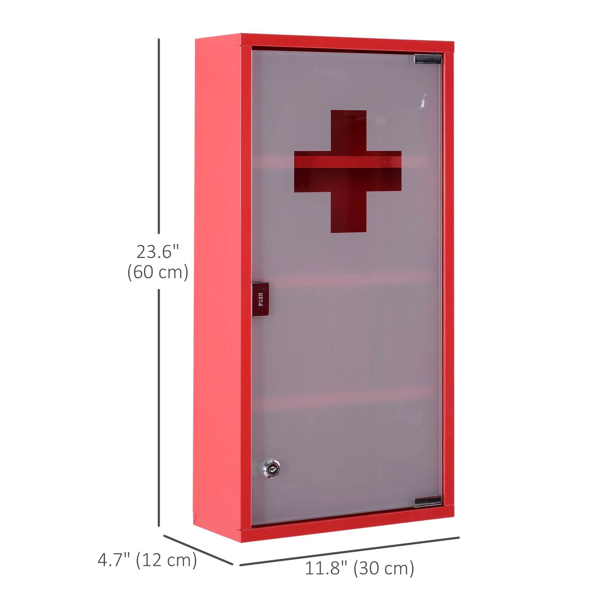 Wall Mount Medicine Cabinet Bathroom Cabinet with 4 Tier Shelves, Steel Frame and Glass Door, Lockable with 2 Keys Mirror Medicine Cabinets   at Gallery Canada