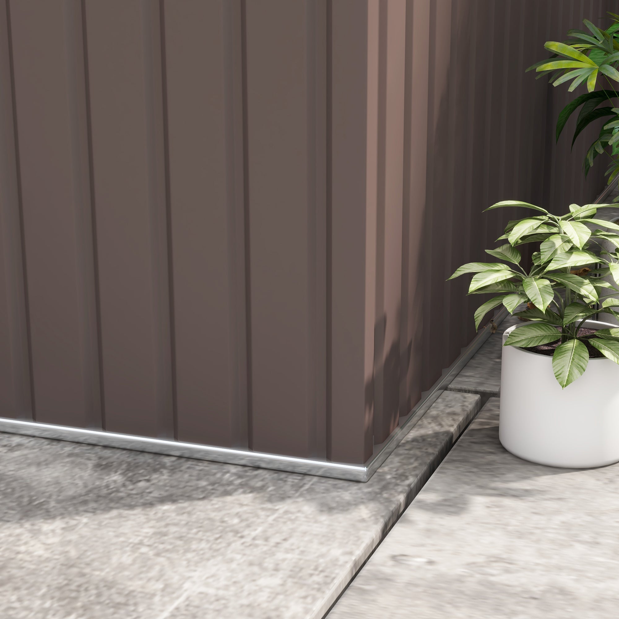 9' x 10.6' Garden Storage Shed w/ Foundation Kit Metal Tool Storage House w/ Double Doors Brown Sheds at Gallery Canada