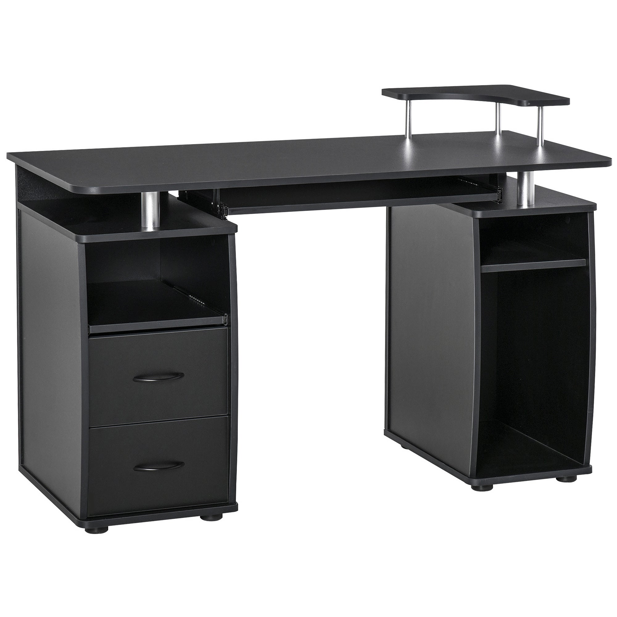 Computer Desk with Keyboard Tray, CPU Stand, Writing Desk with Drawers, Workstation for Home Office, Black Computer Desks Black at Gallery Canada