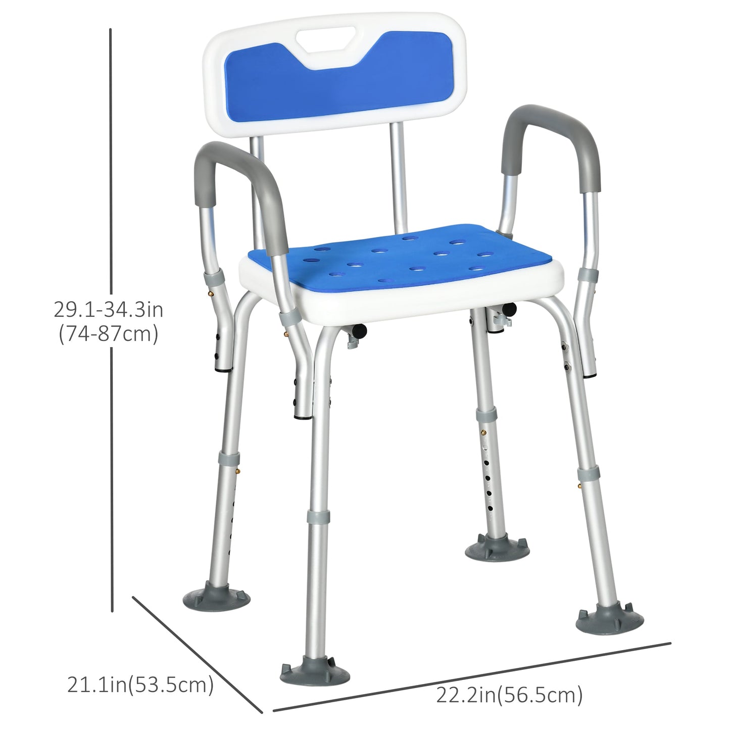 Adjustable Shower Chair with Arms and Back, Bath Chair with Padded Seat, Anti-slip Shower Bench for Seniors and Disabled, Tool-Free Assembly, 299lbs Bath Chairs   at Gallery Canada