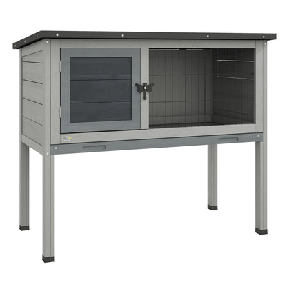 Wooden Rabbit Hutch with Openable Asphalt Roof, Tray, Grey Rabbit Hutch at Gallery Canada