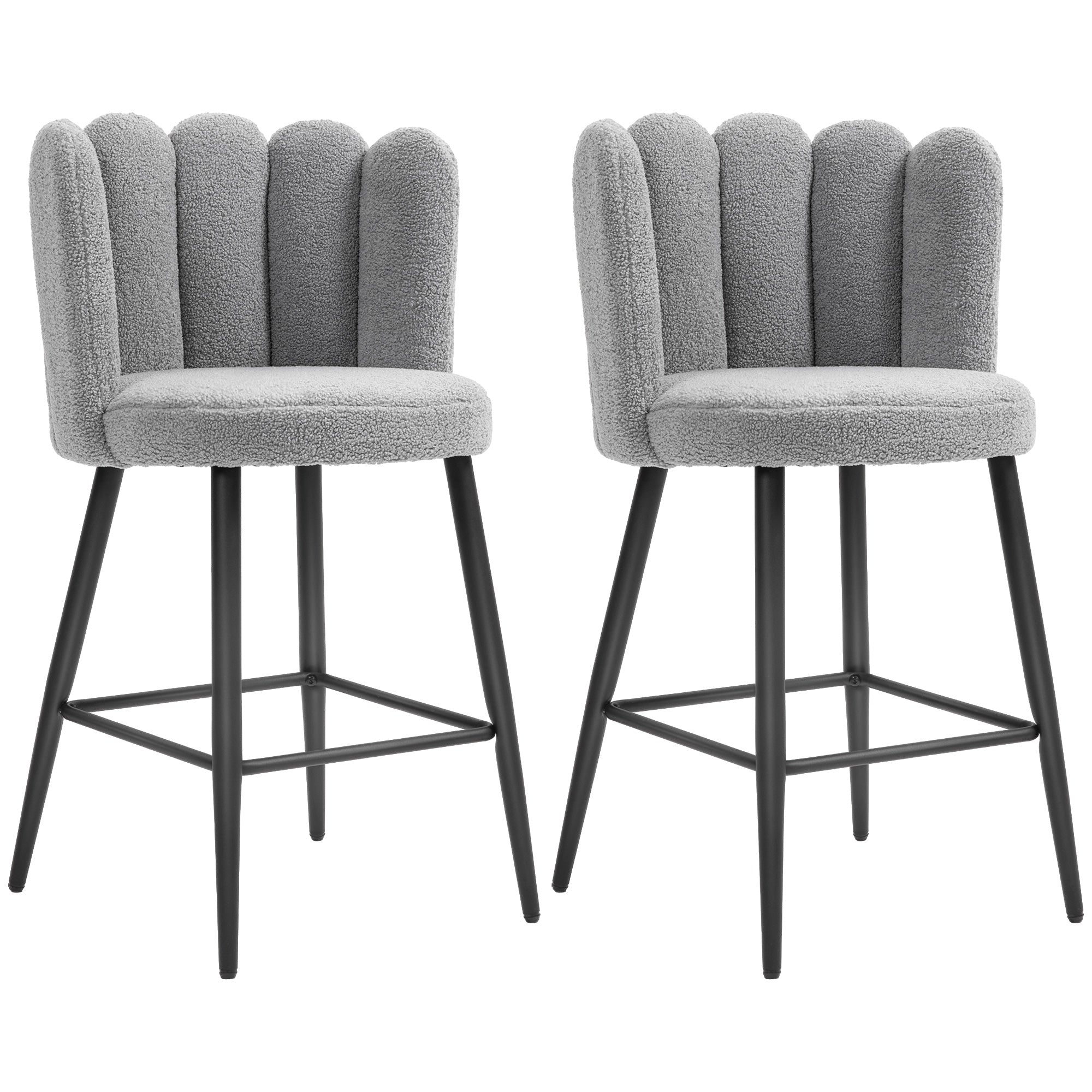 Faux Cashmere Bar Stools Set of 2 Counter Height Bar Stools with Back for Home Kitchen, 20.5