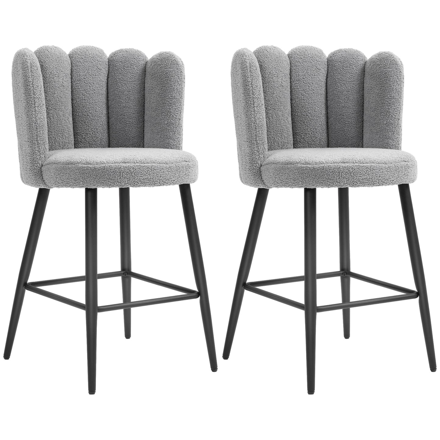 Faux Cashmere Bar Stools Set of 2 Counter Height Bar Stools with Back for Home Kitchen, 20.5"x19.7"x36.6", Grey Bar Stools   at Gallery Canada