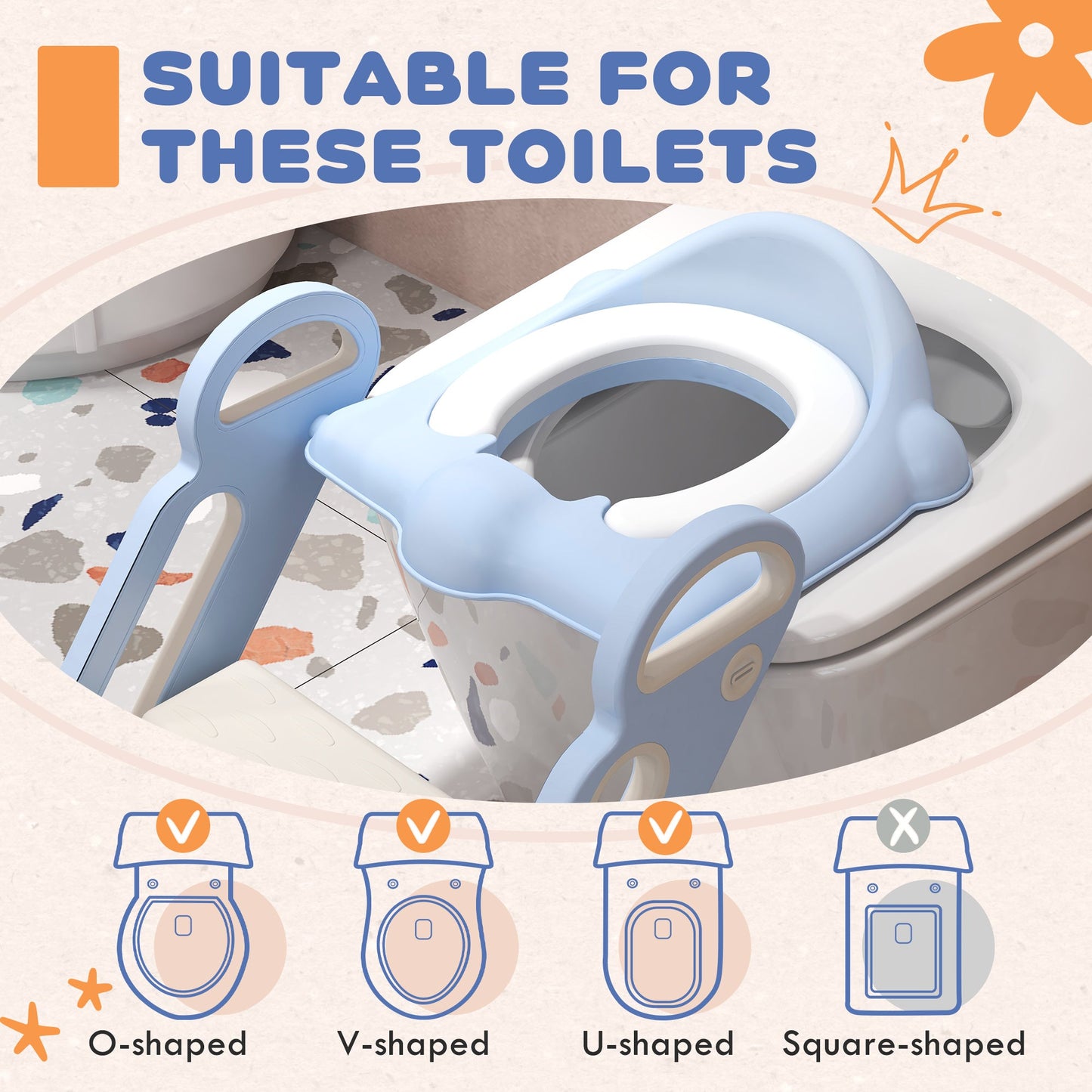 Children's Potty Training Seat with Ladder, Cushion, Handles, Splash Guard, Blue Toddler & Kids Step Stools   at Gallery Canada