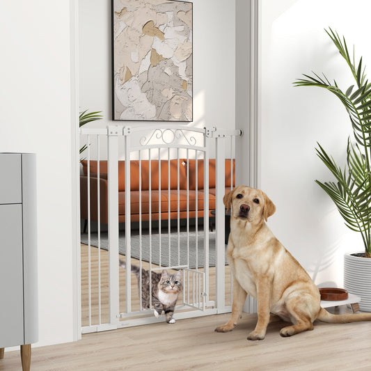 Dog Gate, Walk Through Pet Gate w/ Small Pet Door, Auto Close, for Doorways, House, Stair, 30"-41" W x 42" H Houses, Kennels & Pens at Gallery Canada