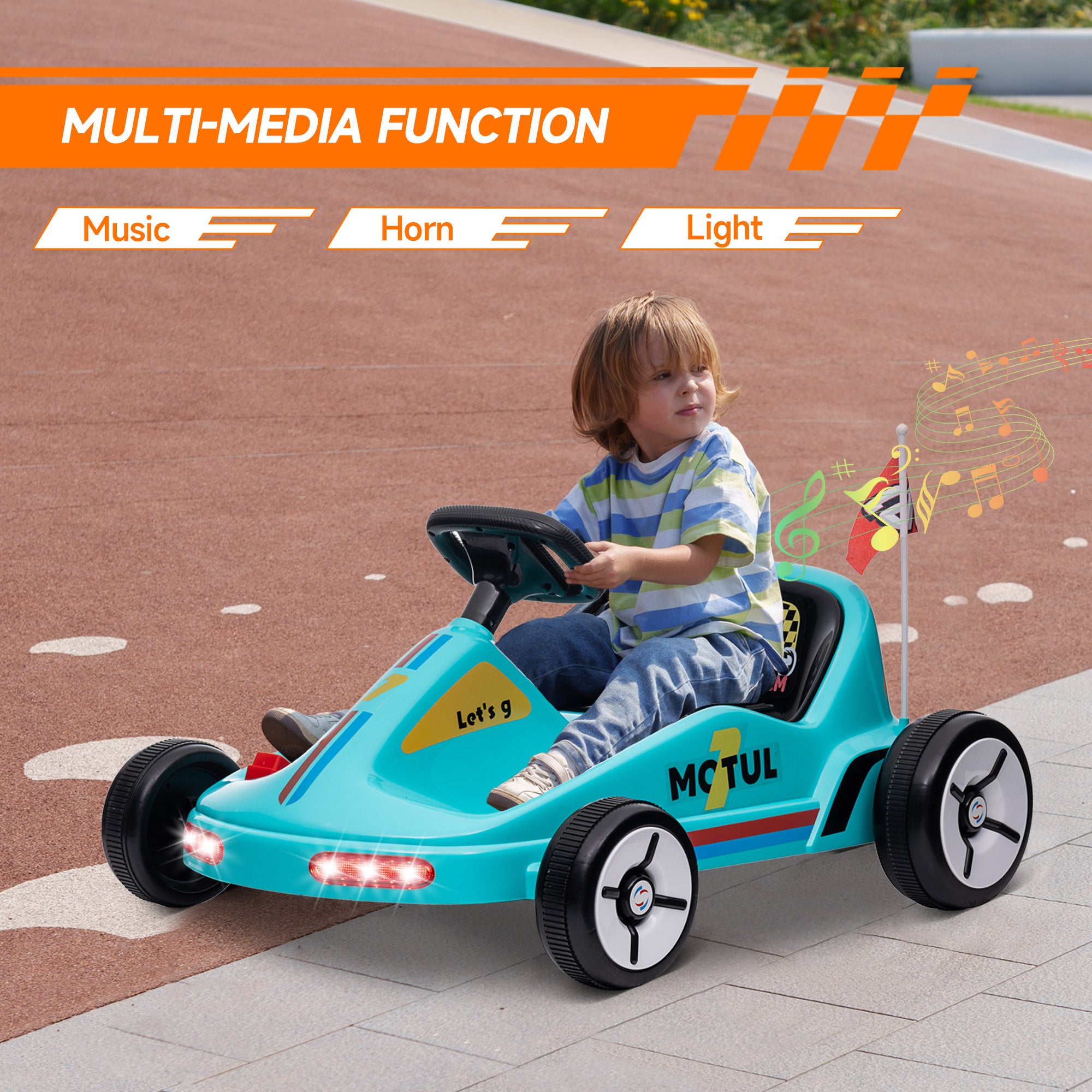 6V Electric Go Kart for Aged 3-5 Kids with Music, Light, Horn, Blue Pedal Go Karts for Kids at Gallery Canada