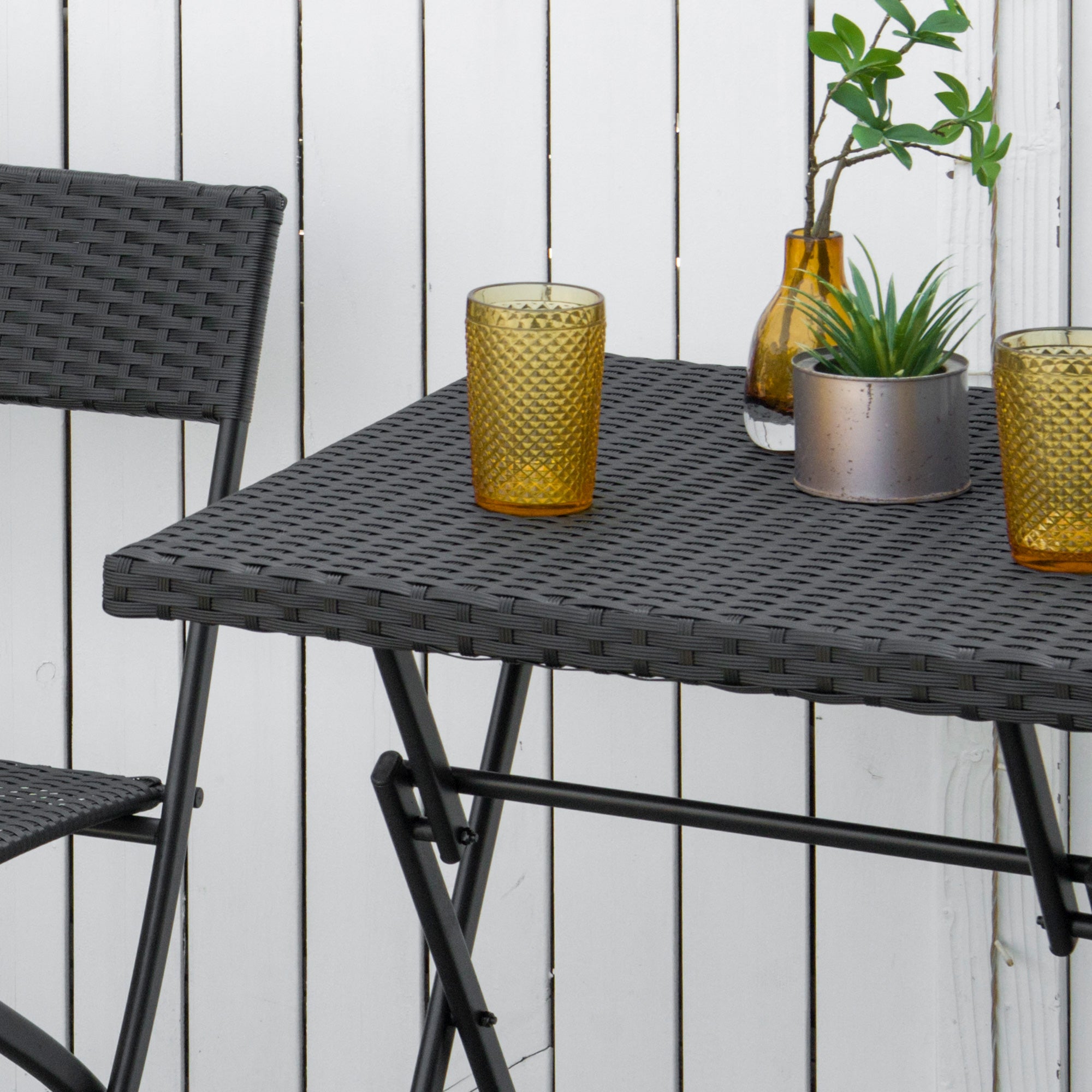 3-Piece Outdoor Folding Rattan Bistro Set, Mixed Brown Bistro Sets at Gallery Canada