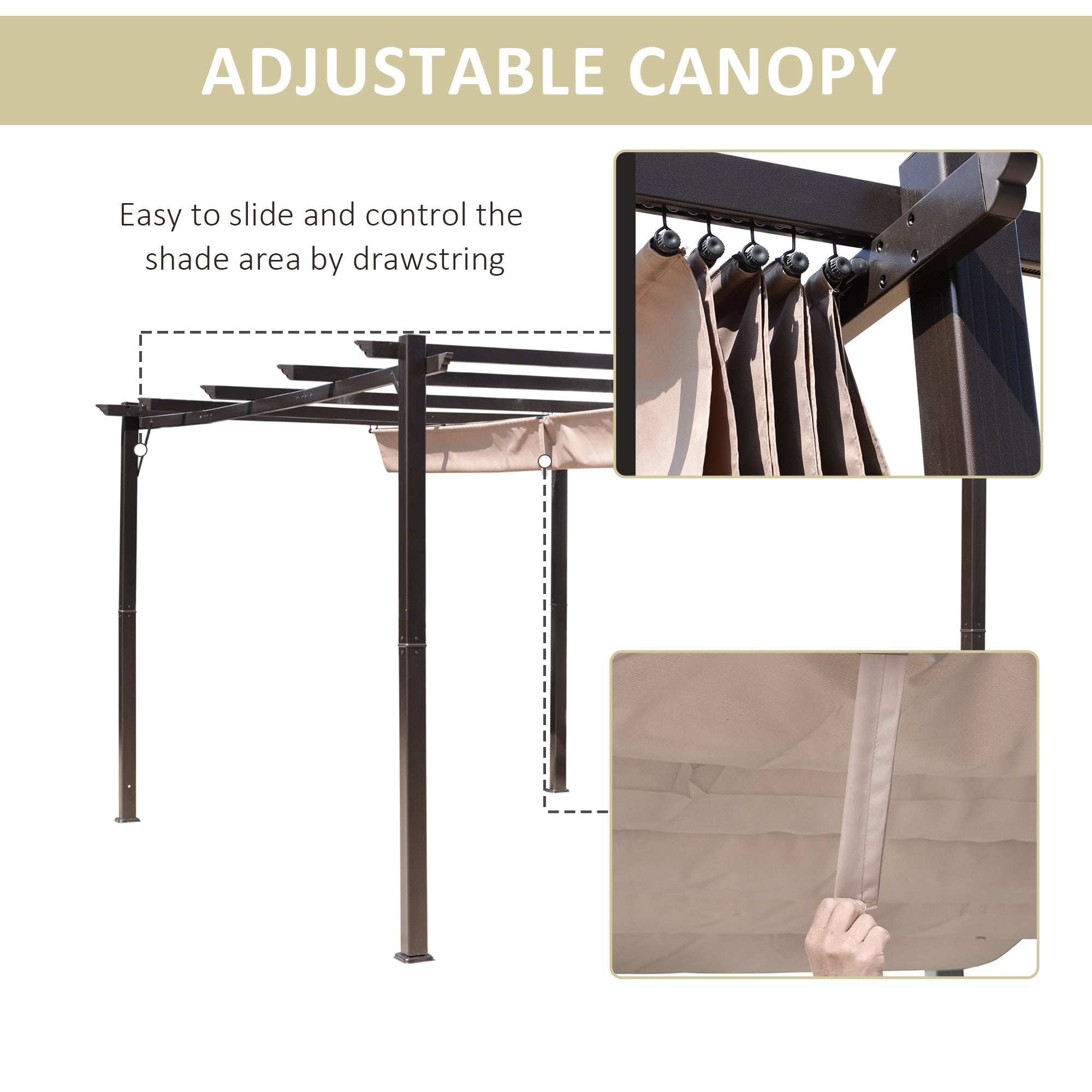 10' x 13' Outdoor Pergola Aluminium Gazebo Backyard Canopy Cover Square Sunshade Garden Grape Trellis Black Pergolas at Gallery Canada