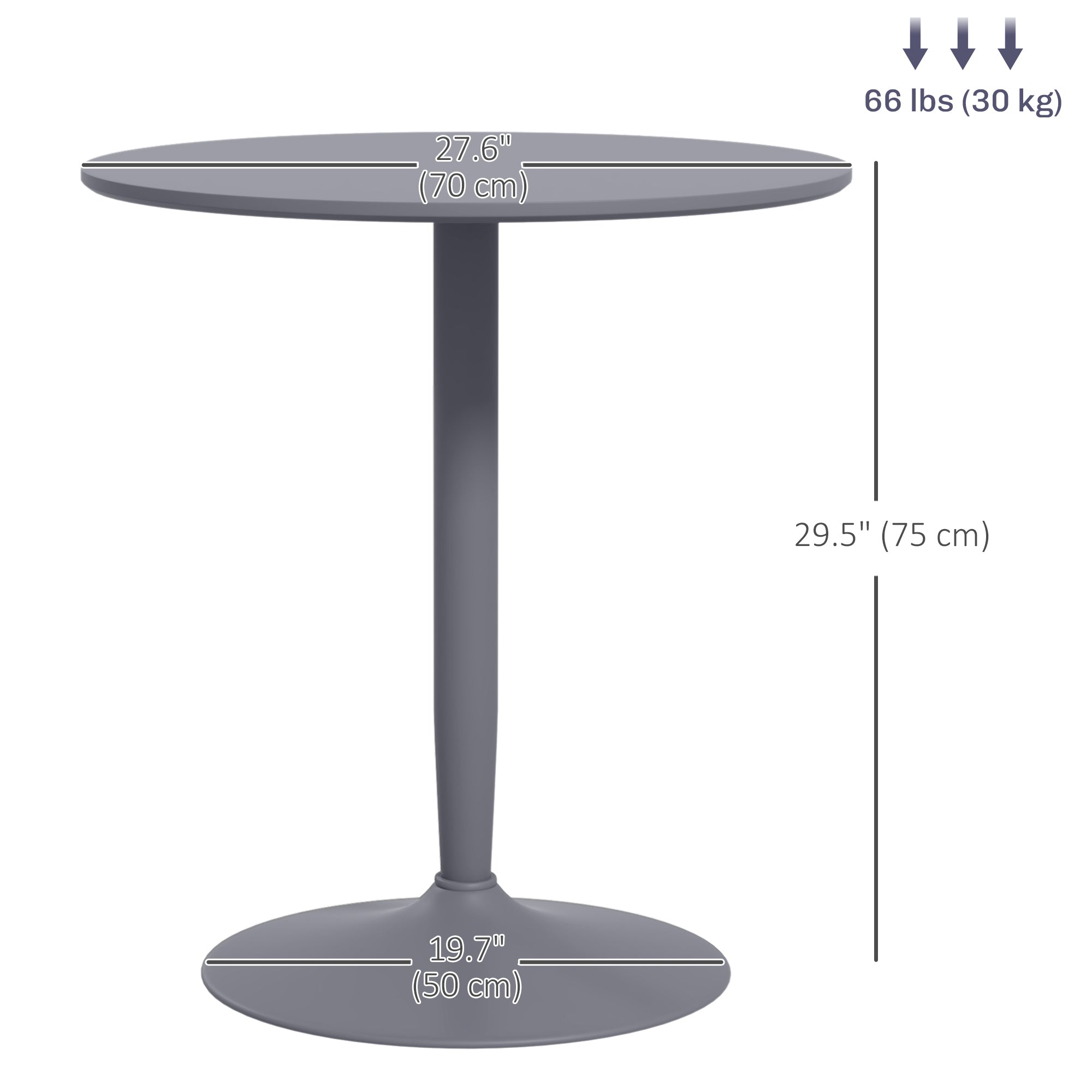 Modern Kitchen Table for 2, Round Dining Table with Steel Base for Living Room, Dining Room, Grey Dining Chairs   at Gallery Canada